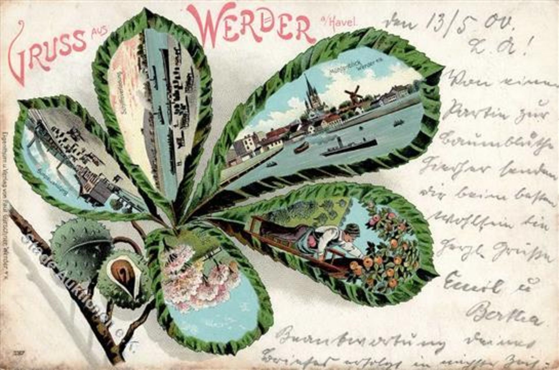 Werder (O1512) Eisenbahn Bahnhof Lithographie 1900 I-Dieses Los wird in einer online-Auktion ohne