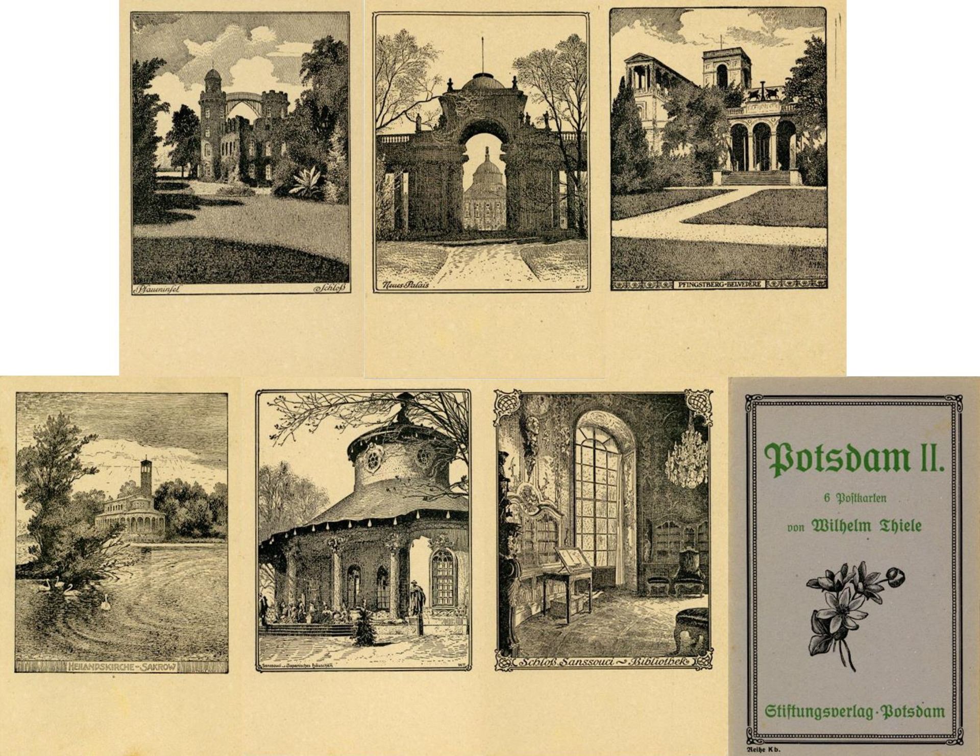 Potsdam (o-1500) 6'er Serie mit orign. Umschlag sign. Thiele, Wilhelm I-IIDieses Los wird in einer