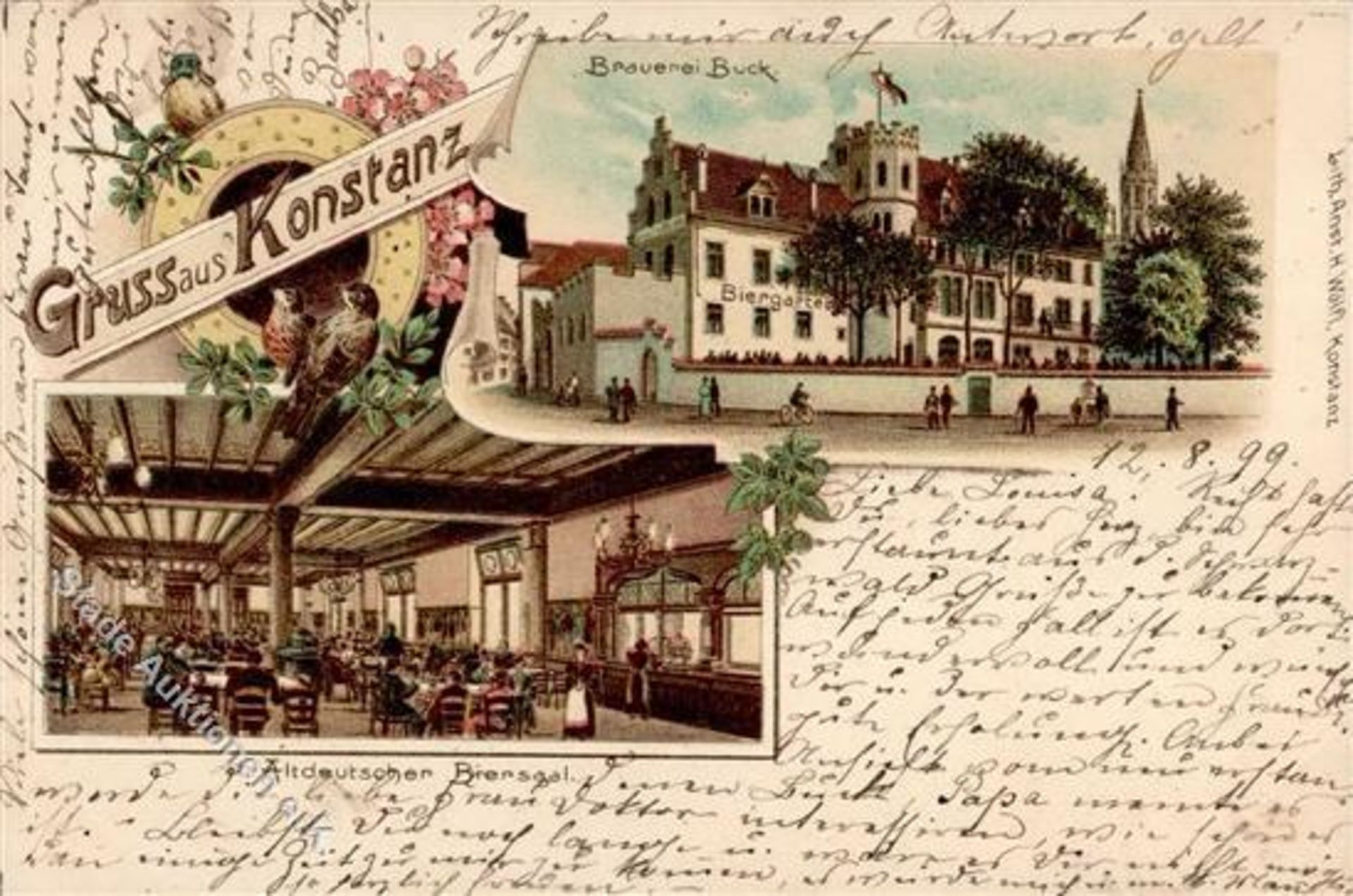 Konstanz (7750) Brauerei Buck Gasthaus 1899 I-IIDieses Los wird in einer online-Auktion ohne