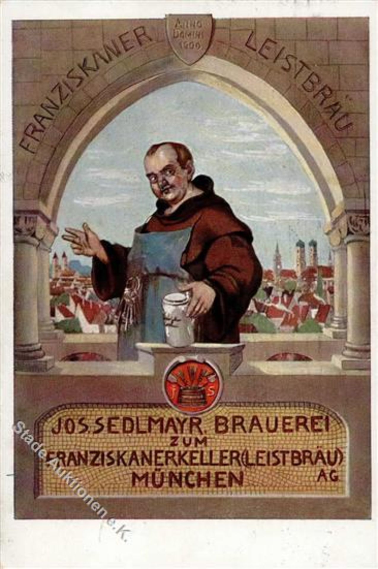 München Stadtkreis München (8000) Jos. Sedlmayr Brauerei zum Franziskanerkeller 1913 I-IIDieses