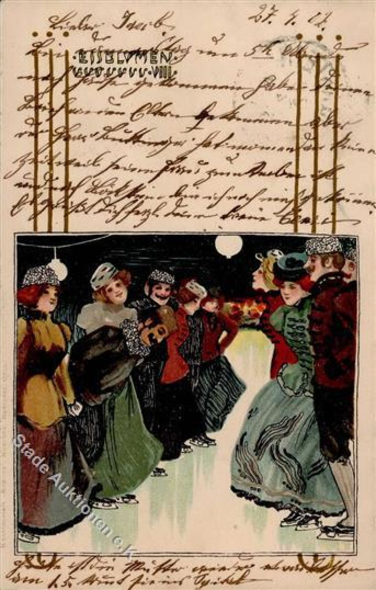 Kunst u. Kultur,Berühmte Maler,R. KirchnerKirchner, R. unsigniert Eisblumen VIII. Künstlerkarte 1902