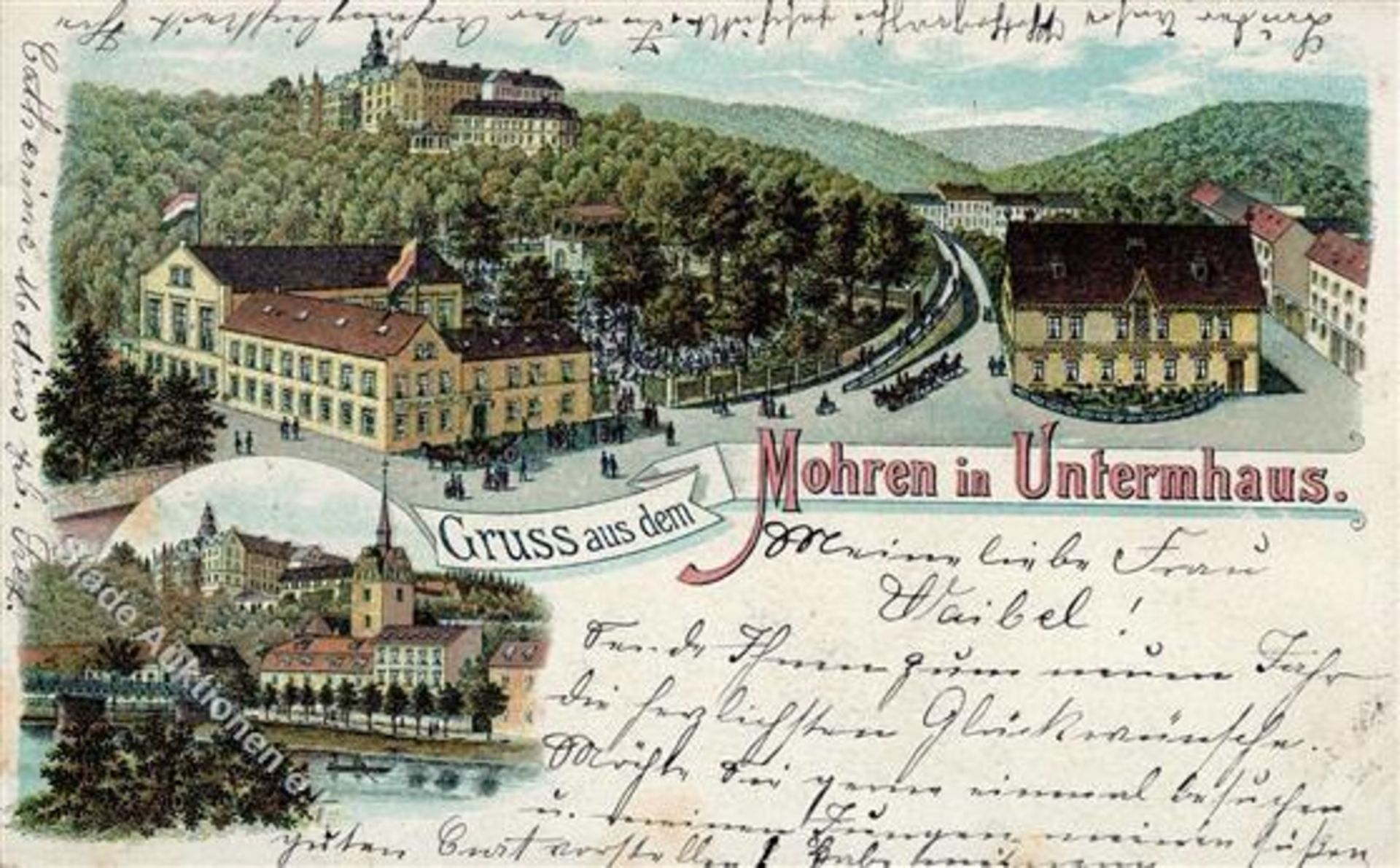 Untermhaus (O6500) Gasthaus Mohren Schloss Osterstein Kirche Vorläufer 1896 I-IIDieses Los wird in