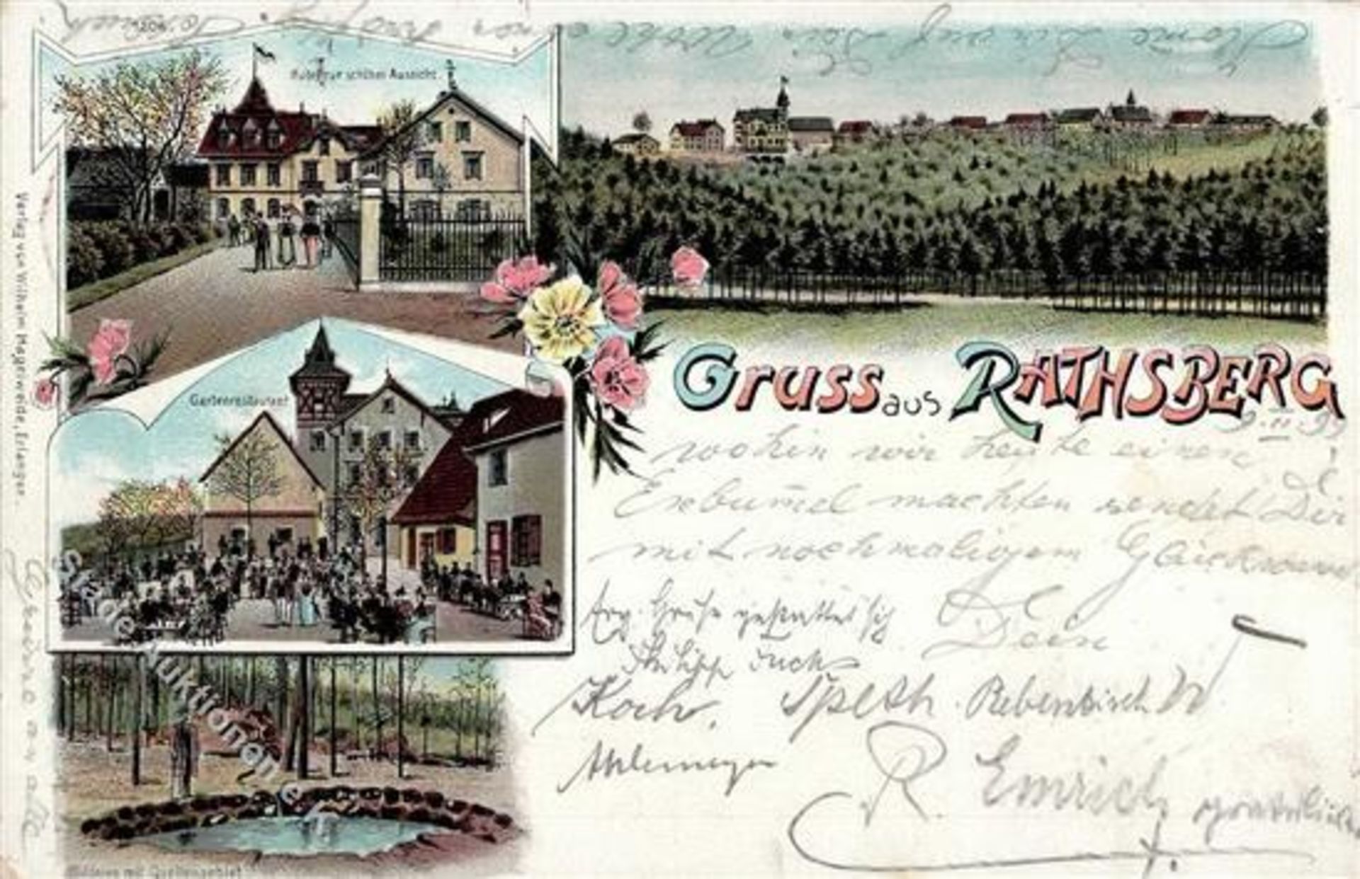Rathsberg (8525) Hotel zur schönen Aussicht Lithographie 1899 I-IIDieses Los wird in einer online-