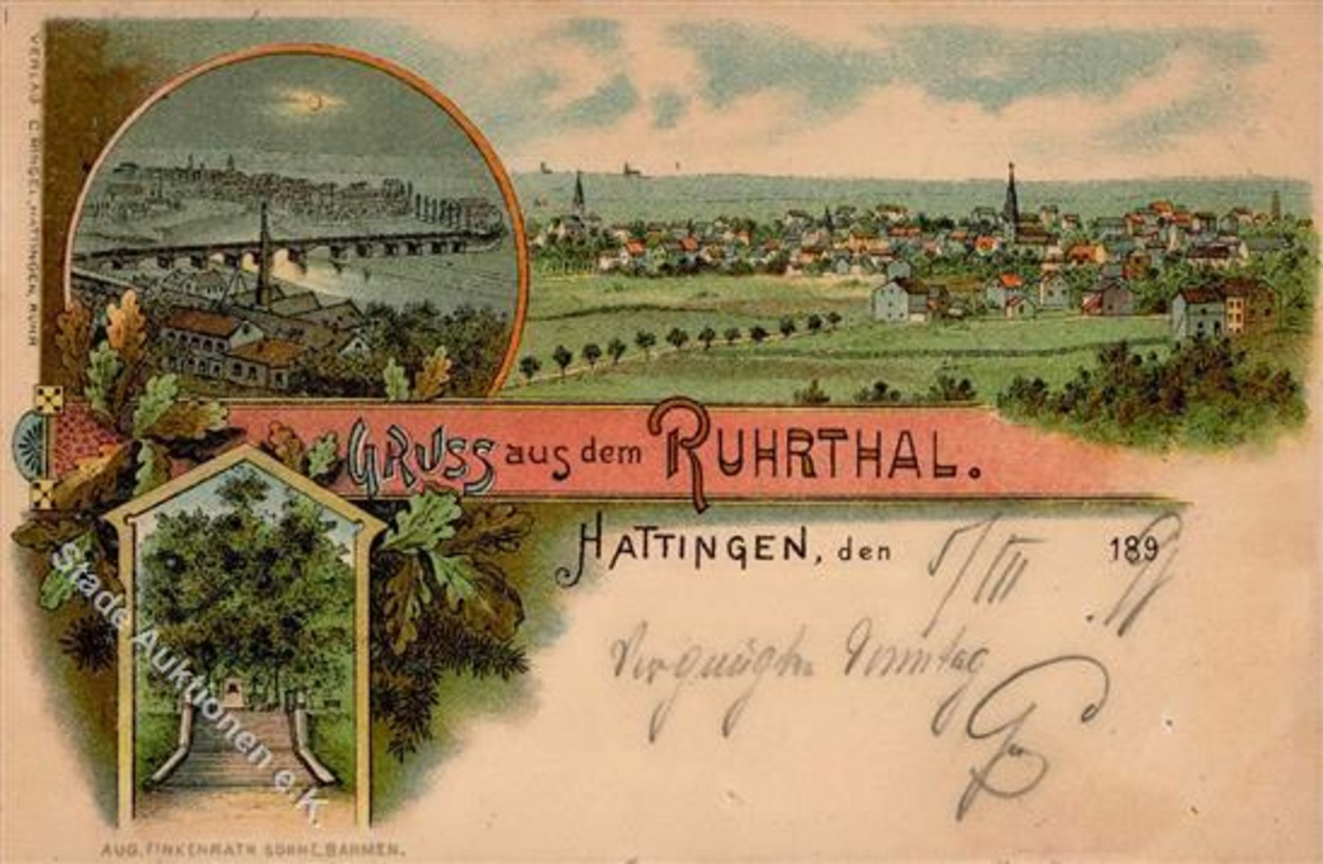 Hattingen (4320) Lithographie 1898 IDieses Los wird in einer online-Auktion ohne Publikum