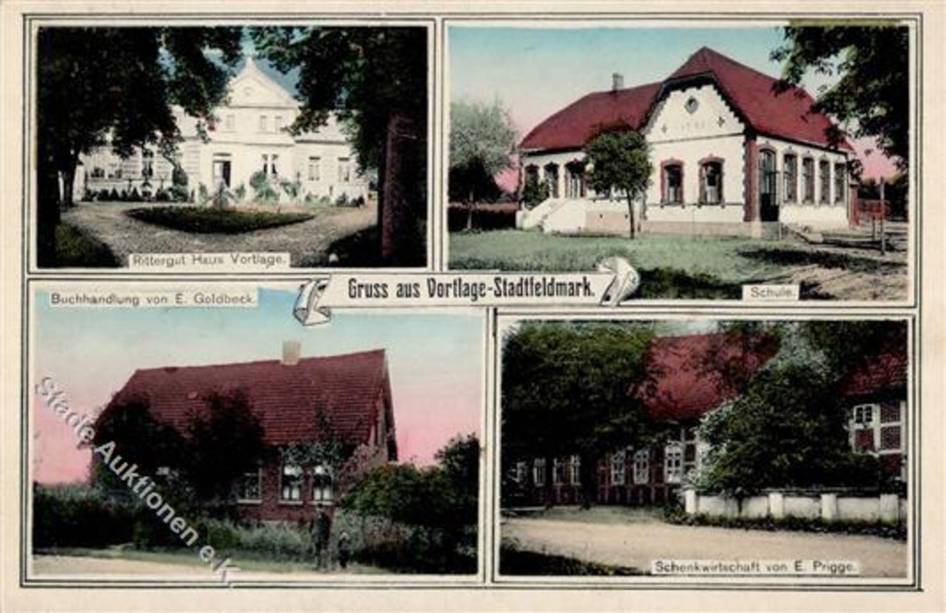 Vortlage (4540) Gasthaus Prigge Buchhanldung Goldbeck 1918 I-Dieses Los wird in einer online-Auktion