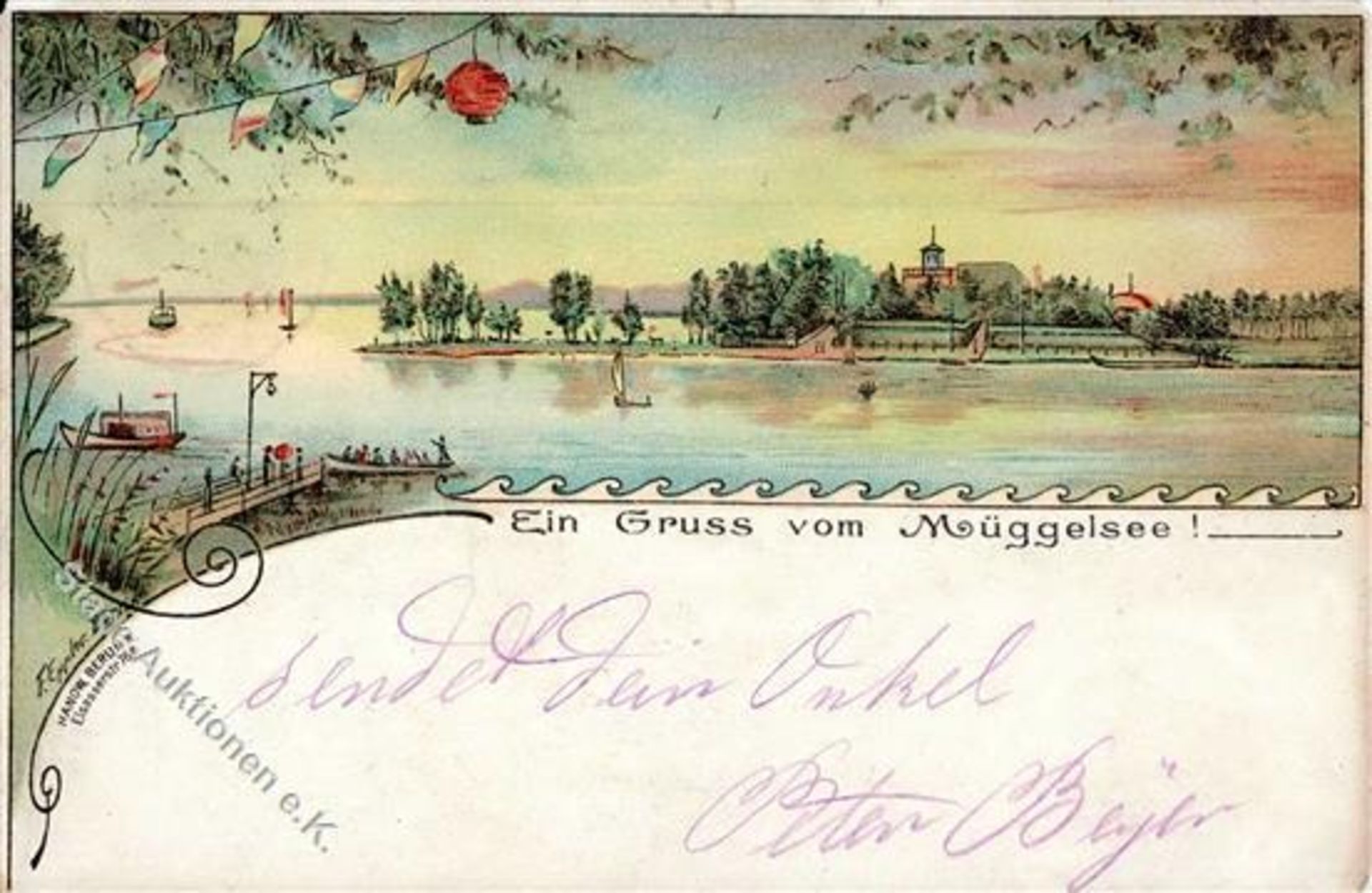 Friedrichshagen (O1162) Müggelsee sign. F. Eppler Künstlerkarte 1897 II- (Stauchung, Einriss)