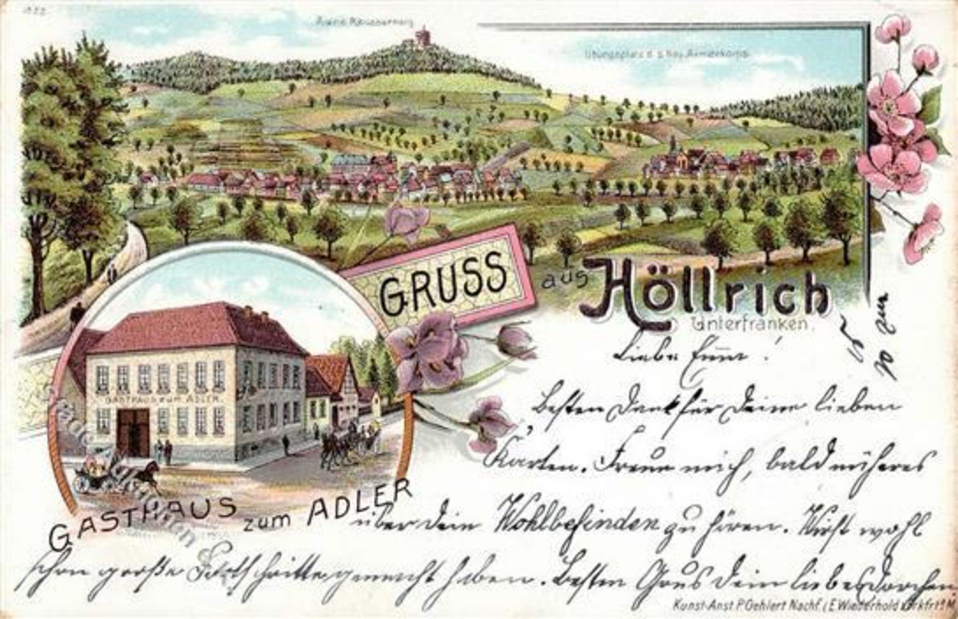 Höllrich (8781) Gasthaus zum Alder Lithographie 1898 I-Dieses Los wird in einer online-Auktion