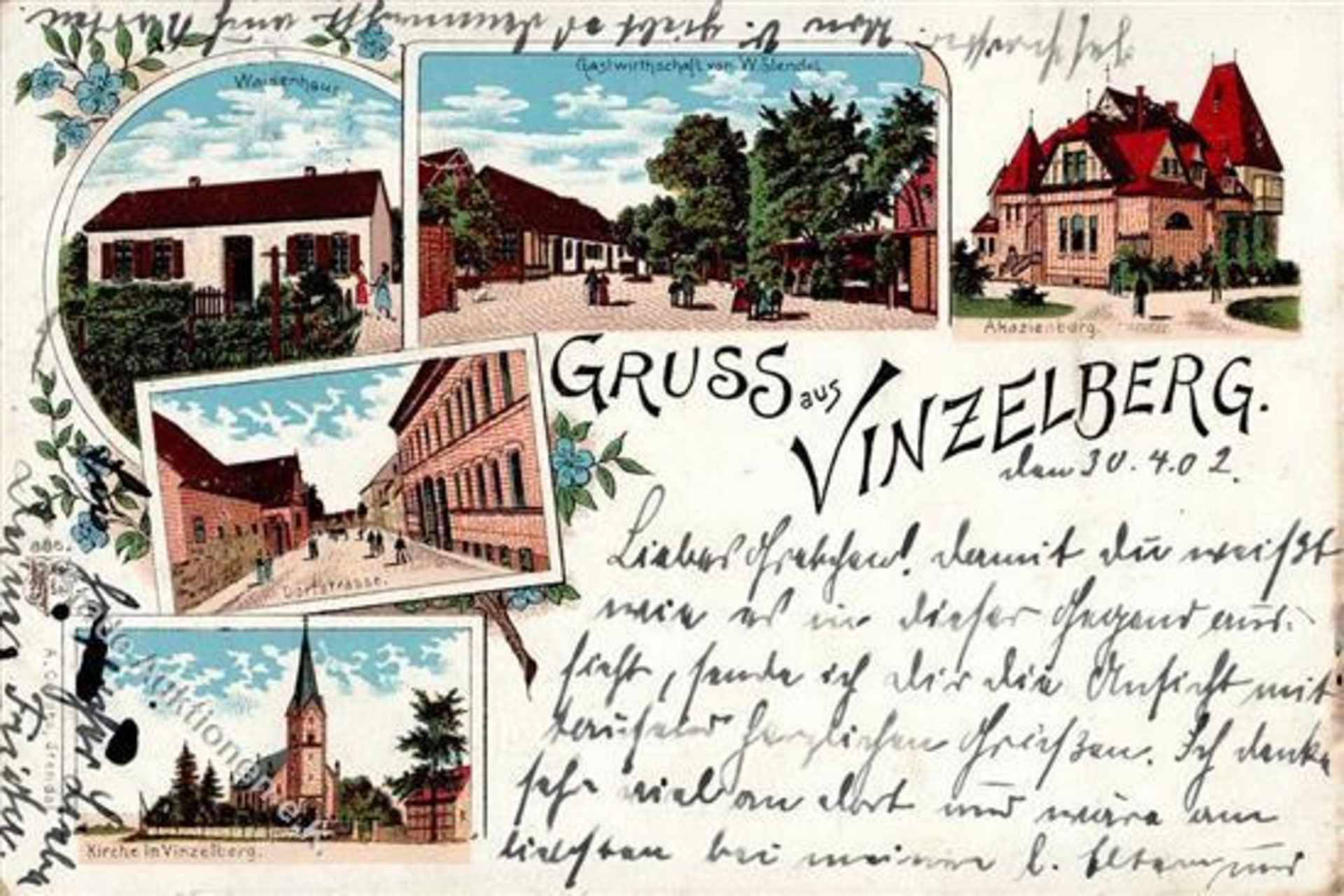 Vinzelberg (O3501) Kirche Gasthaus W. Stendel Akazienburg 1902 I-IIDieses Los wird in einer online-
