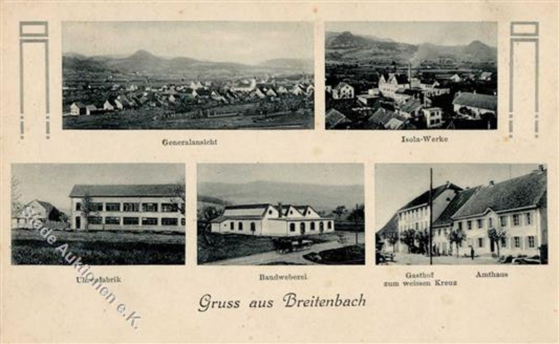 Breitenbach (4226) Schweiz Gasthaus zum weissen Kreuz Uhrenfabrik Isola-Fabrik I-IIDieses Los wird