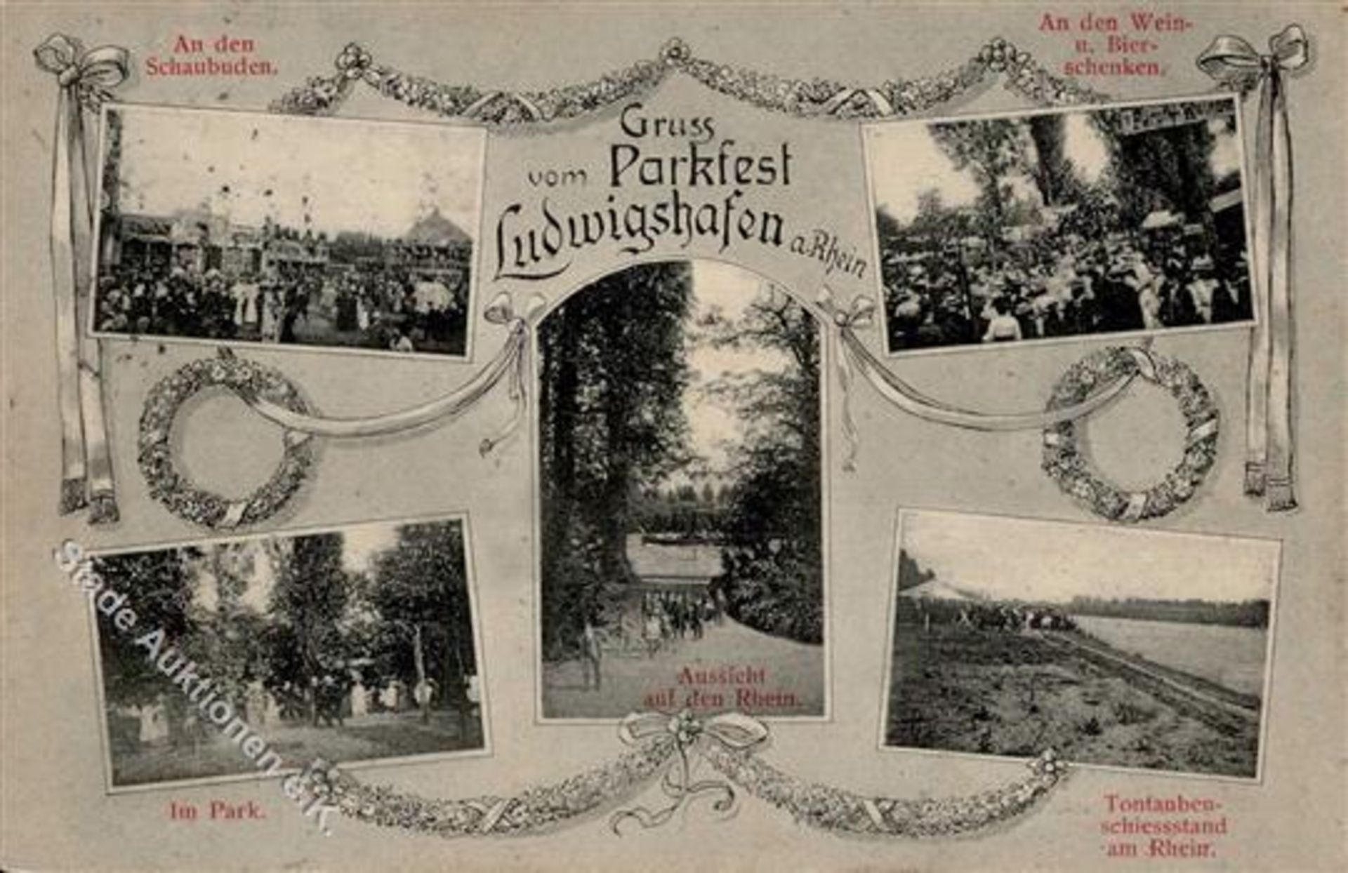Ludwigshafen (6700) Parkfest Tontauben-Schießstand 1909 I-II (Ecken abgestossen, fleckig)Dieses