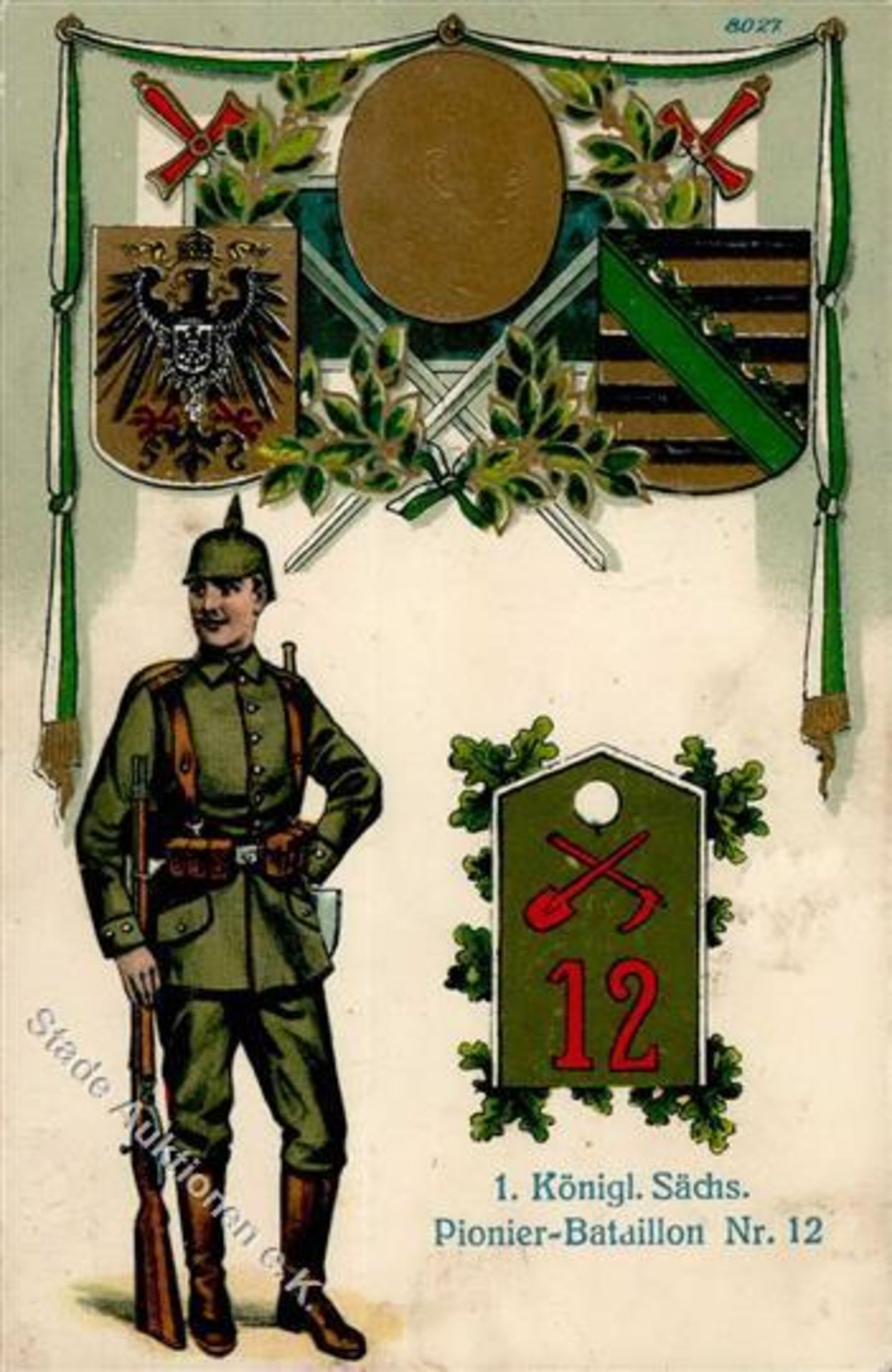 Militär, WK I, RegimenterRegiment Pirna (O8300) Nr. 12 1. Kgl. Sächs. Pionier Batl. 1916 I-