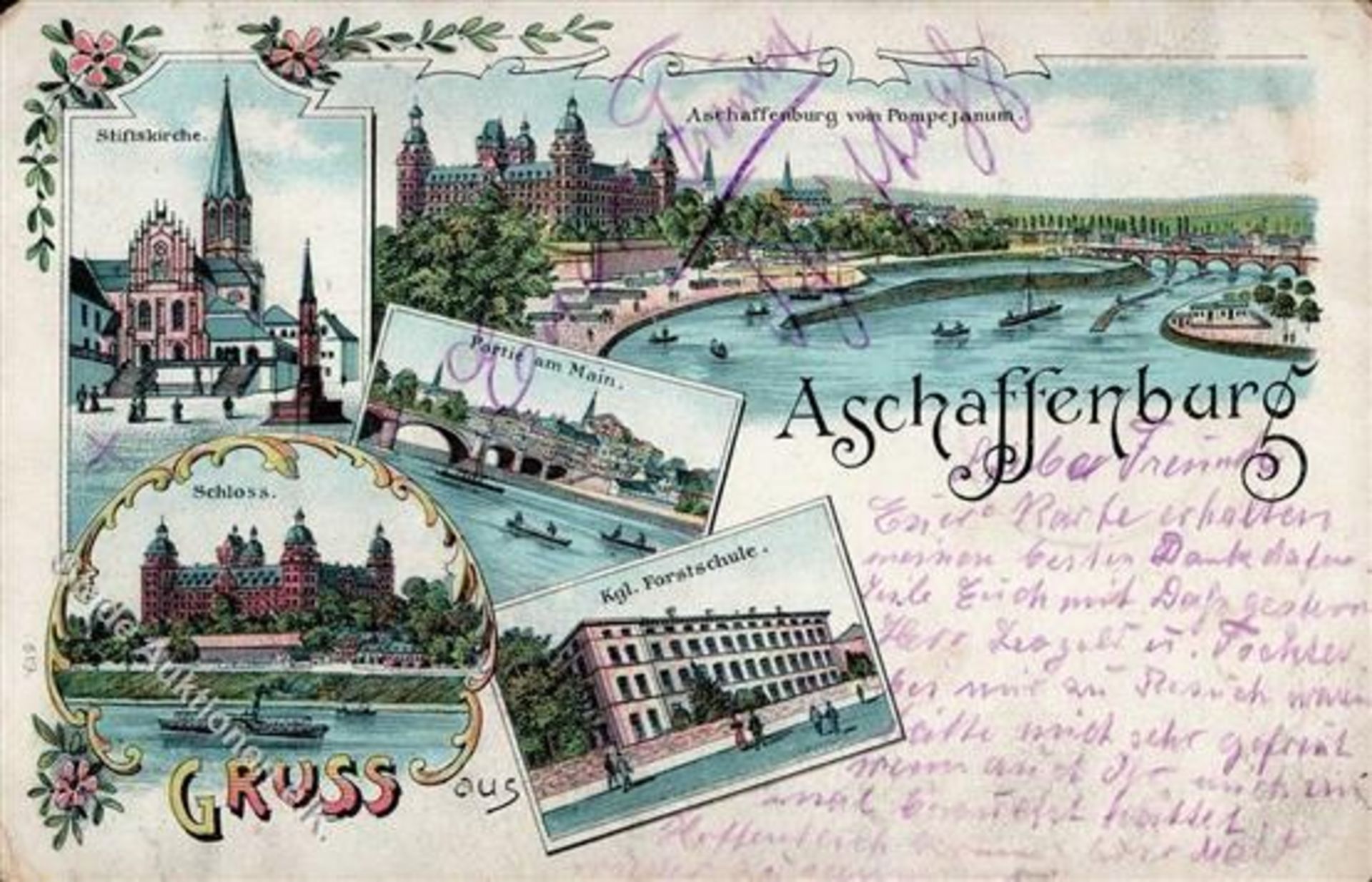 Aschaffenburg (8750) Lithographie 1907 II (Stauchungen)Dieses Los wird in einer online-Auktion