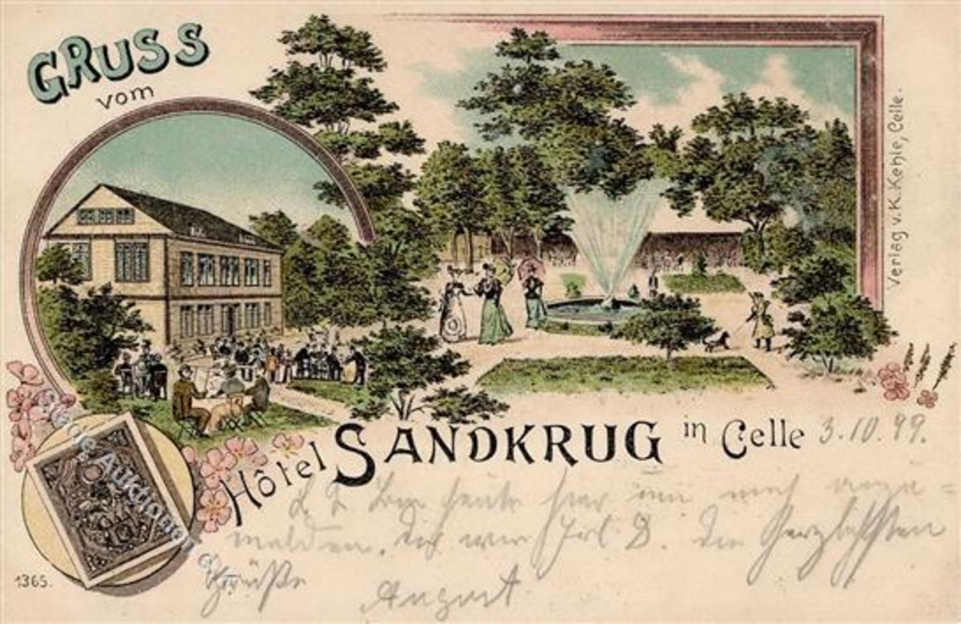 Celle (3100) Hotel Sandkrug Lithographie 1899 I-Dieses Los wird in einer online-Auktion ohne