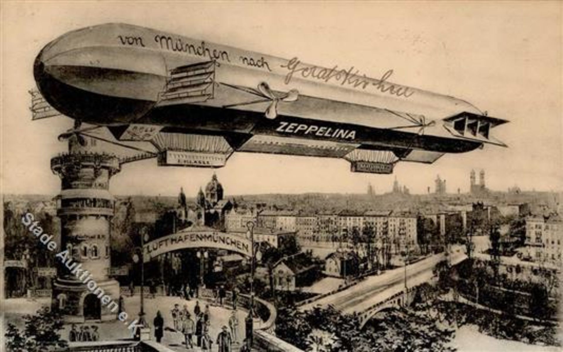 München (8000) Leuchtturm Zeppelin I-Dieses Los wird in einer online-Auktion ohne Publikum