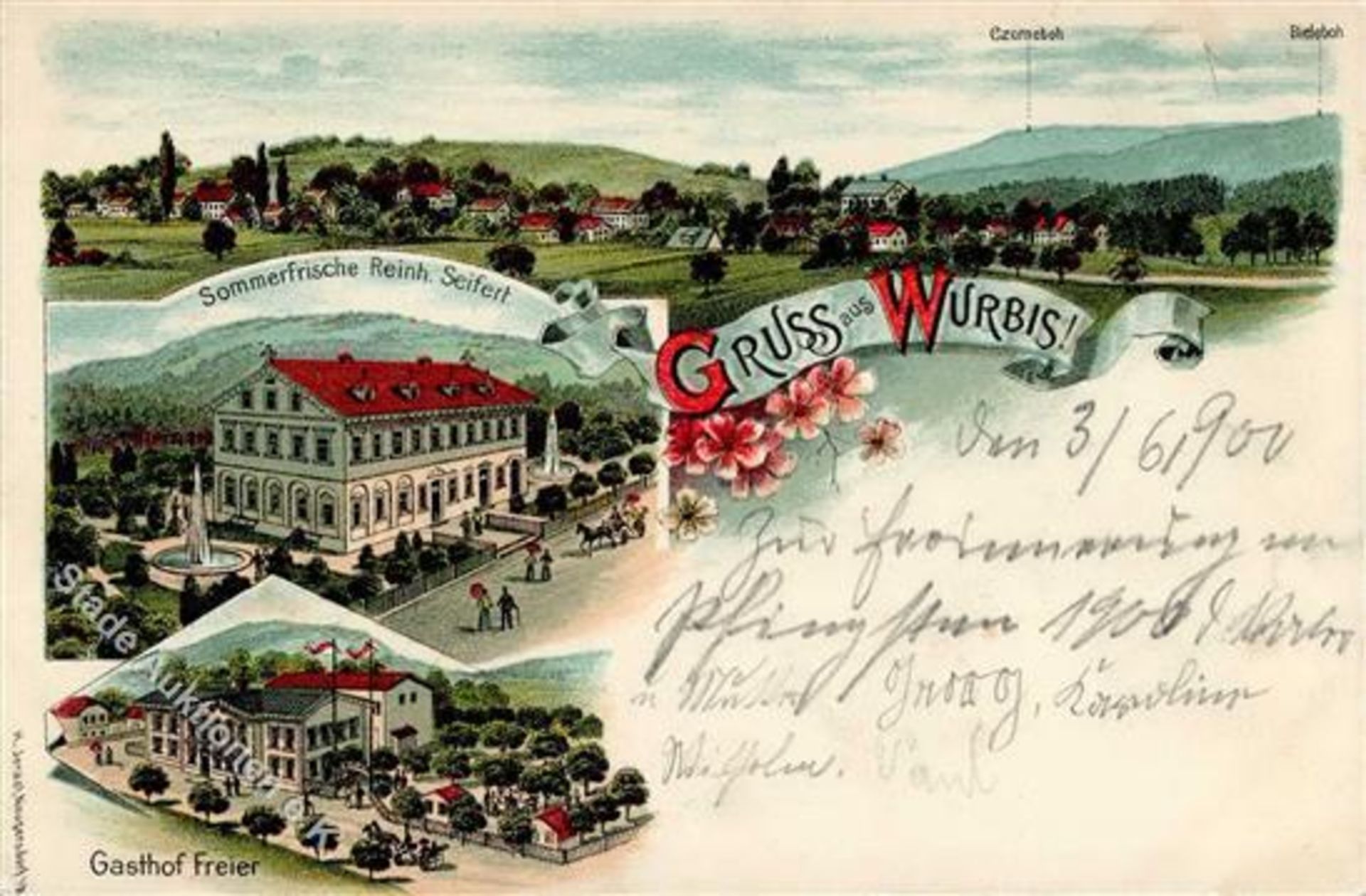 Wurbis (O8601) Gasthaus Seifert Gasthaus Freier 1900 I-II (Ecken abgestossen)Dieses Los wird in