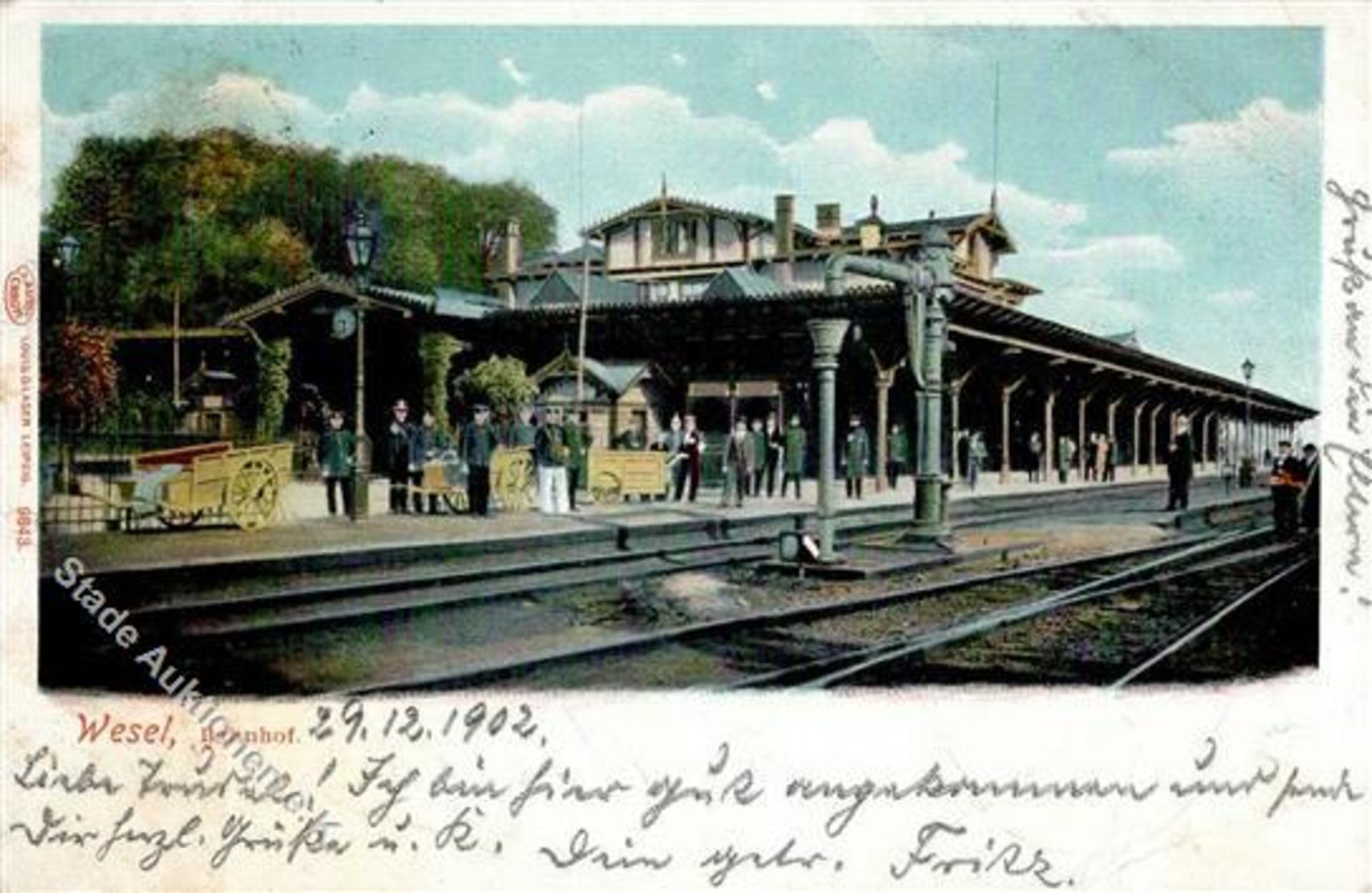 Wesel (4230) Bahnhof 1902 II (Stauchungen, fleckig)Dieses Los wird in einer online-Auktion ohne