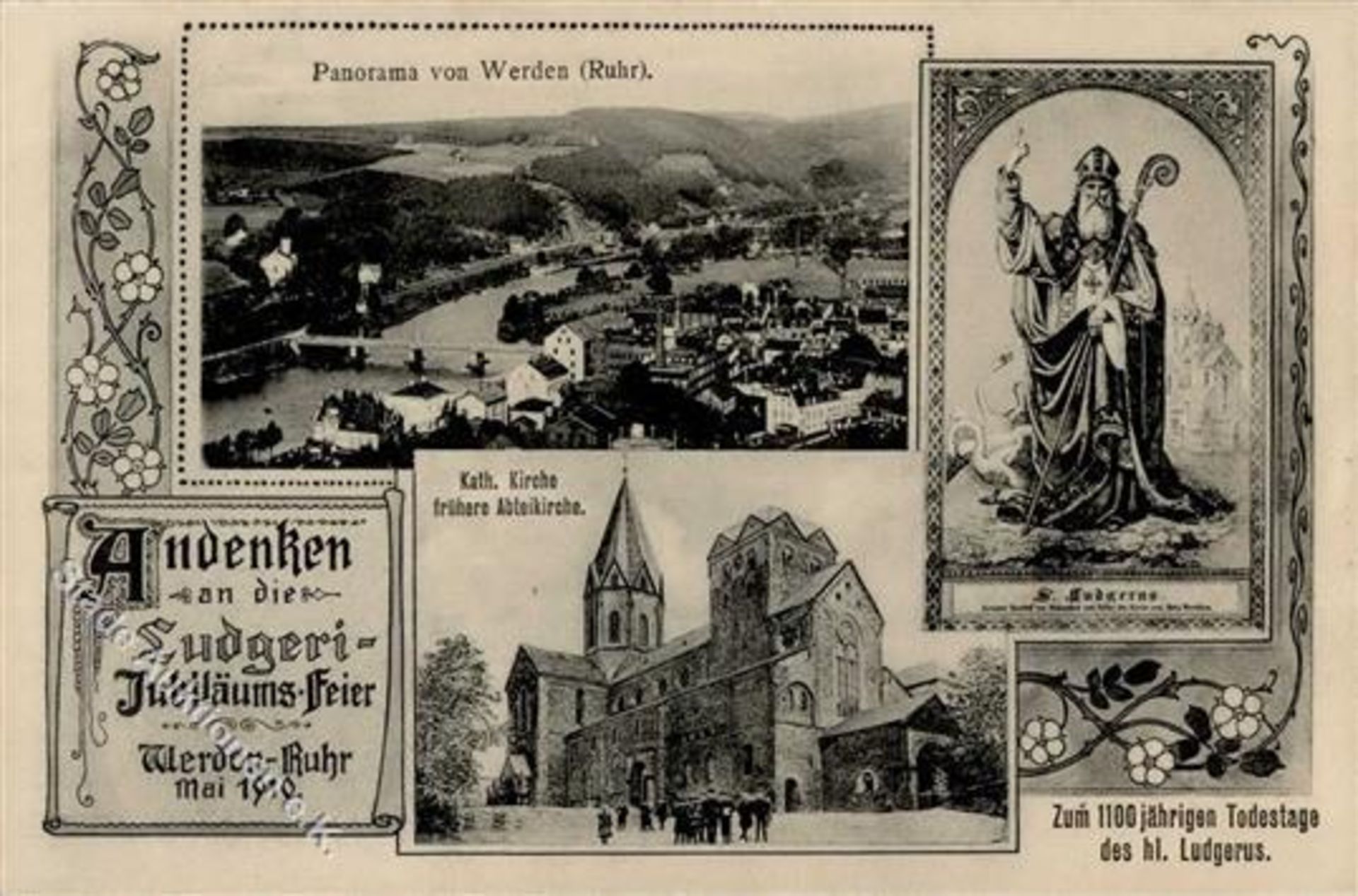 Werden (4300) Andenken an die Ludgerie-Jubiläums-Feier 1910 Kath. Kirche I-Dieses Los wird in
