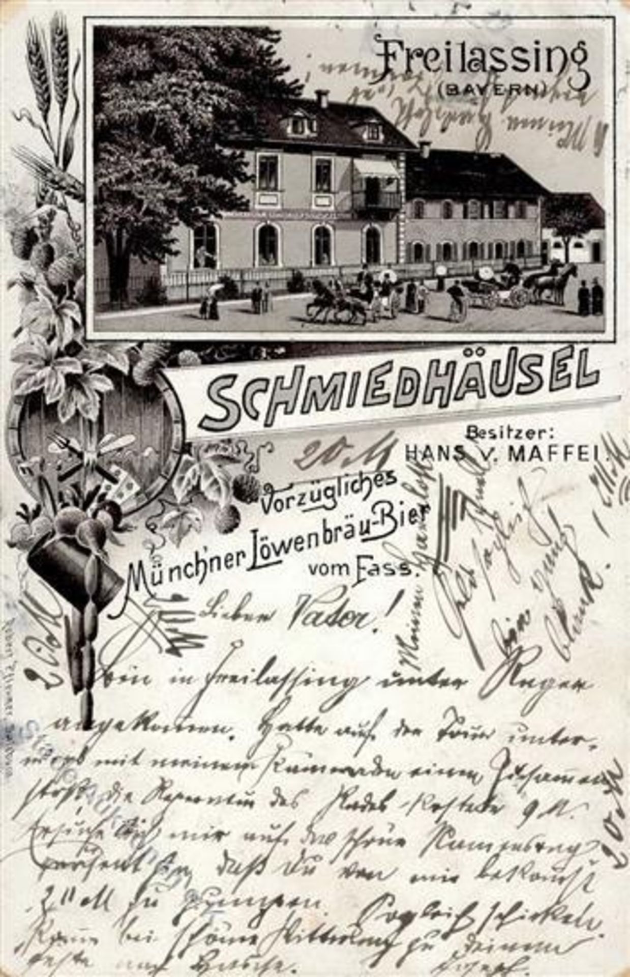 Freilassing (8228) Gasthaus Schmiedhäusel Hand v. Maffei II (Stauchung, Marke entfernt,