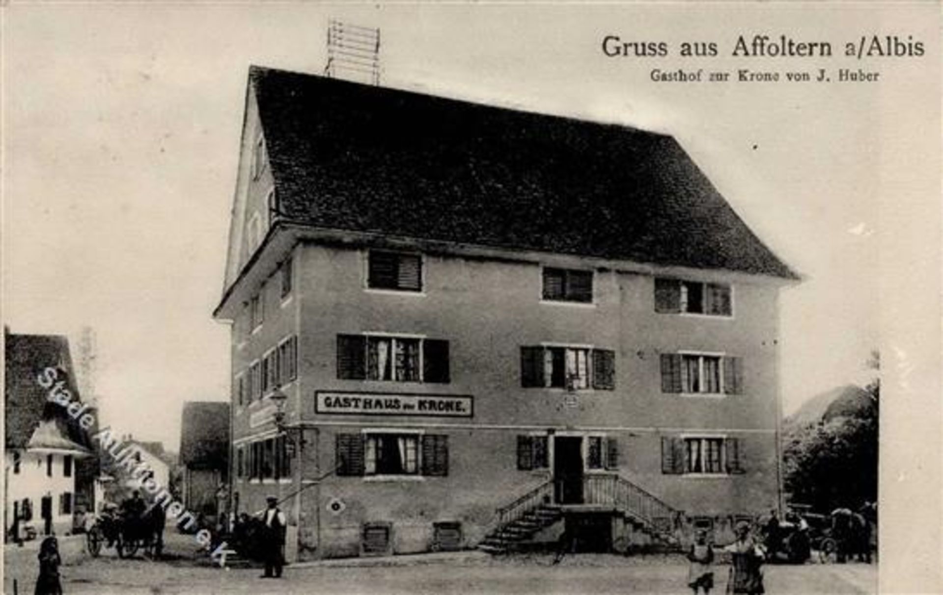 Affoltern am Albis (8910) Schweiz Gasthaus zur Krone J. Huber 1909 I-II (Marke entfernt, Abschürfung