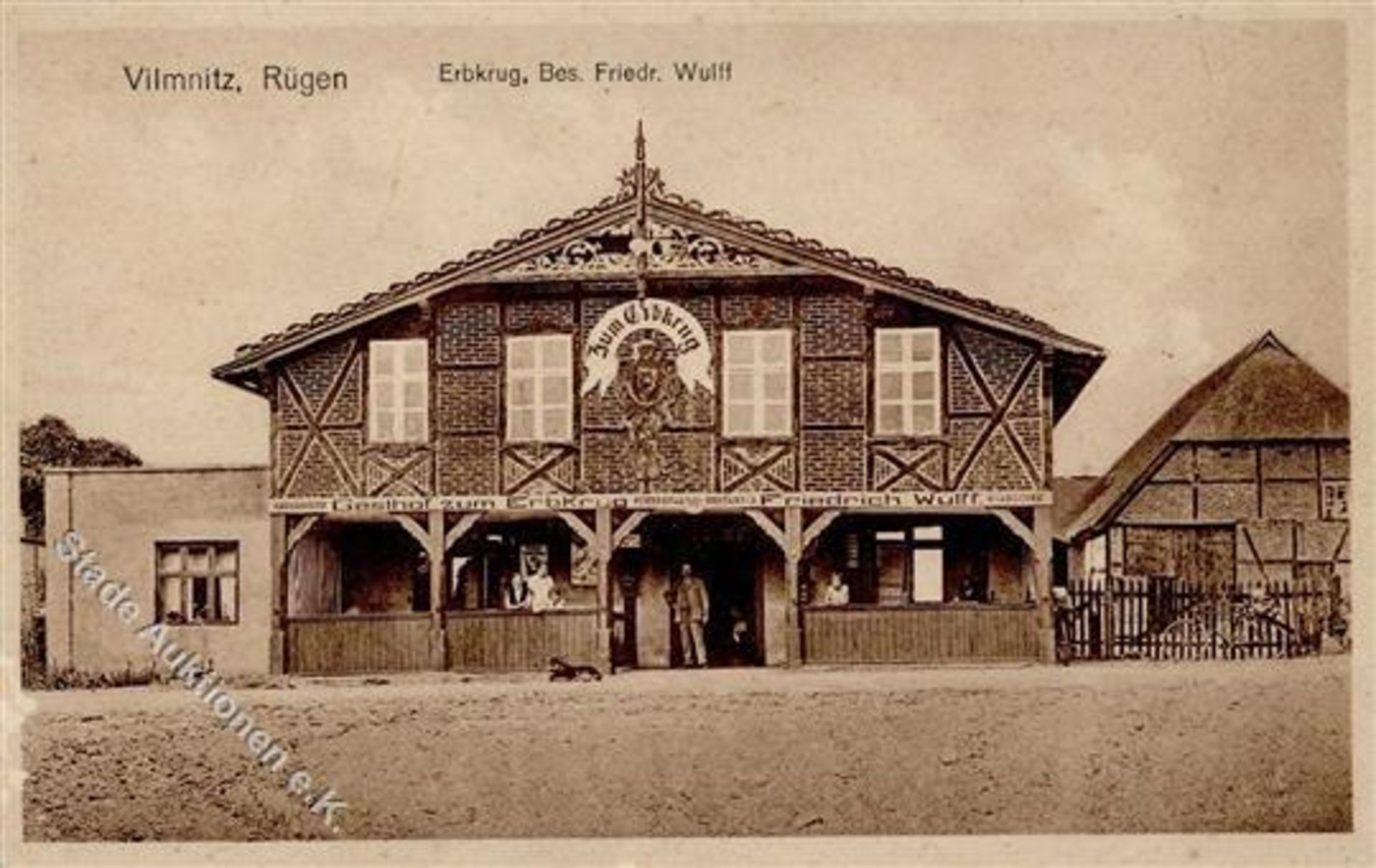 Vilmnitz (O2331) Gasthaus Erbkrug Friedrich Wulff I-II (Ecken abgestoßen)Dieses Los wird in einer