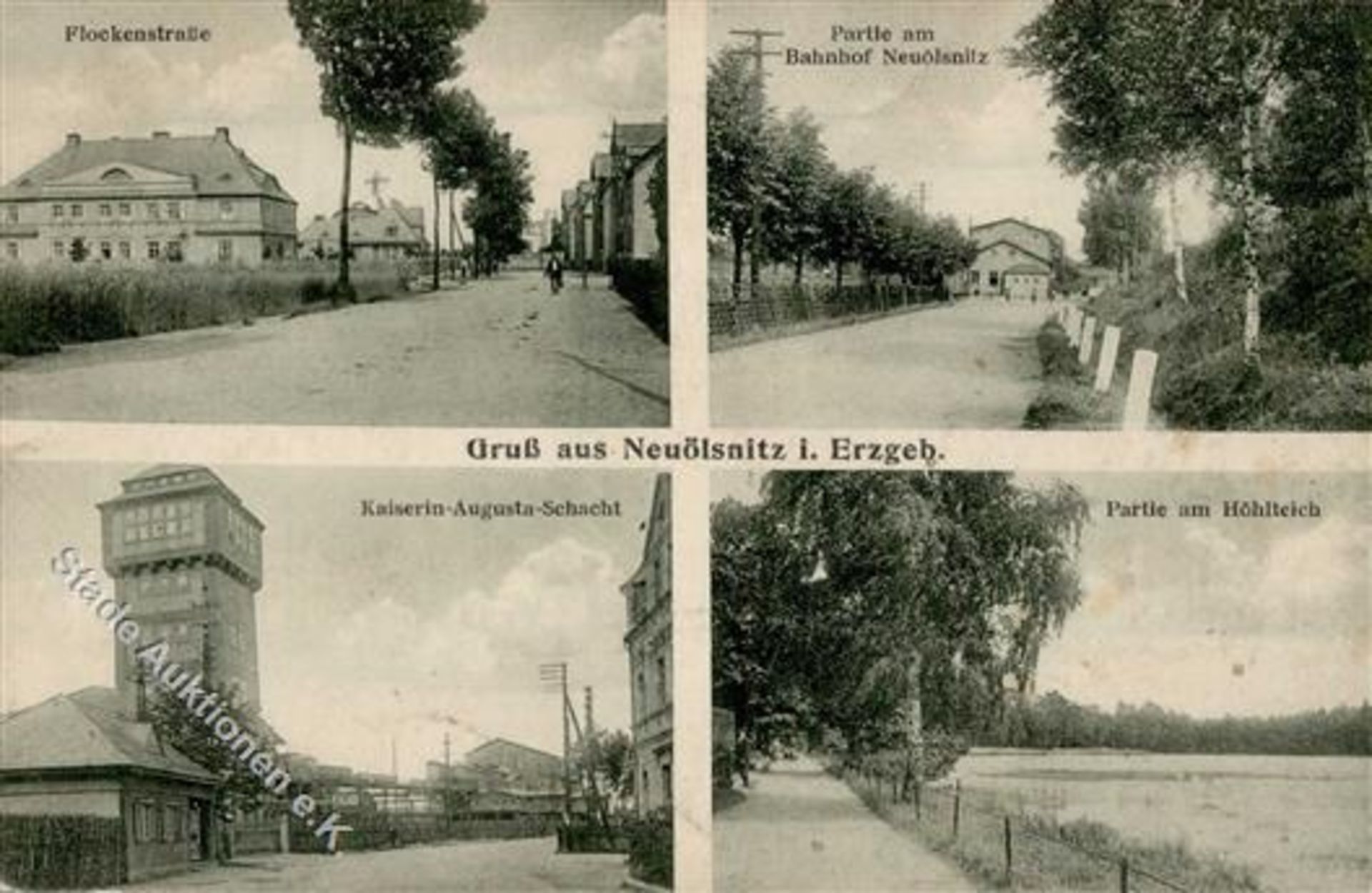 Oelsnitz (O9156) Flockenstrasse Bahnhof Kaiserin Augusta-Schacht I-II (Stauchung, fleckig)Dieses Los