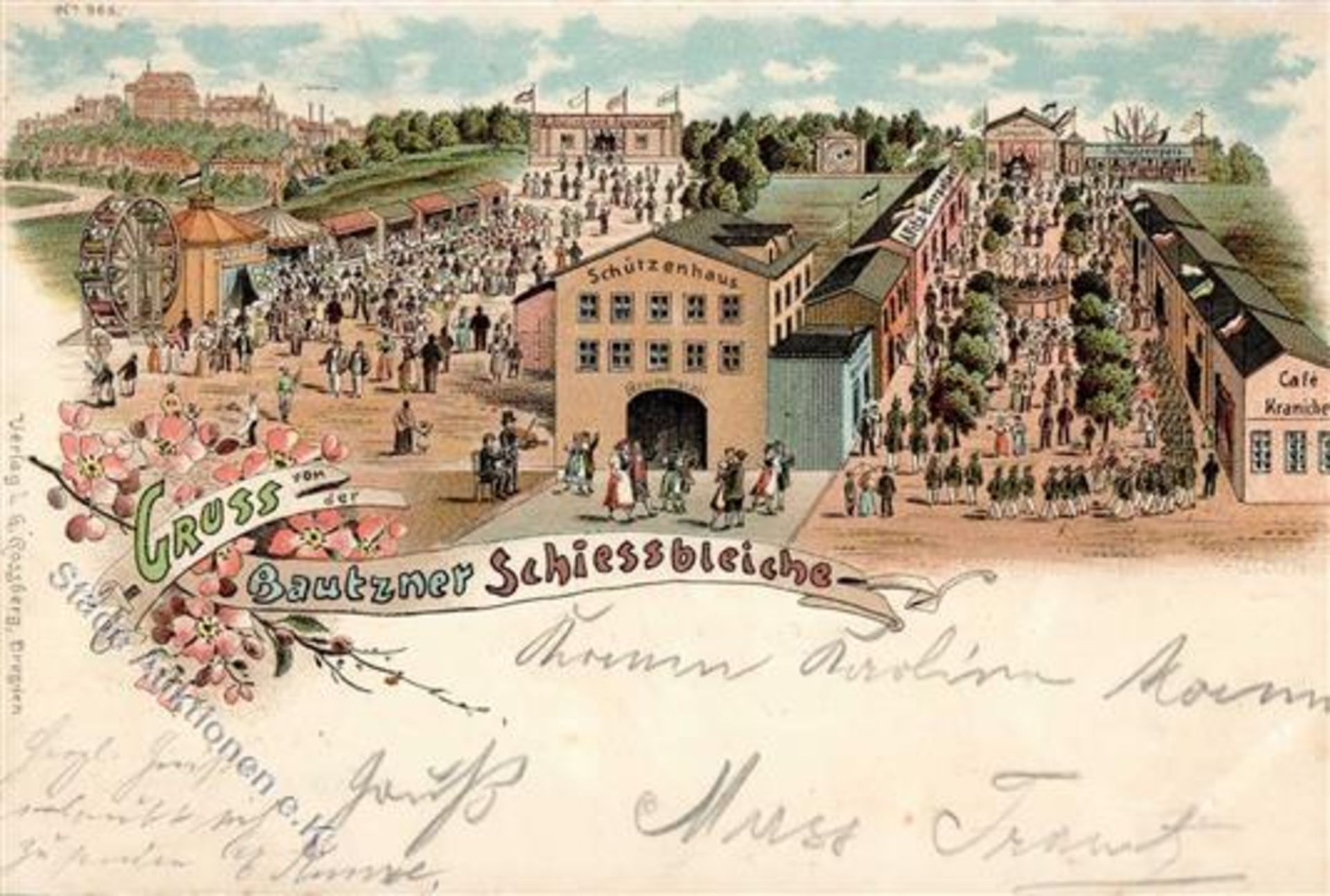 Bautzen (O8600) Gruss von der Bautzner Schiessbleiche Schützenhaus Lithographie 1899 II- (