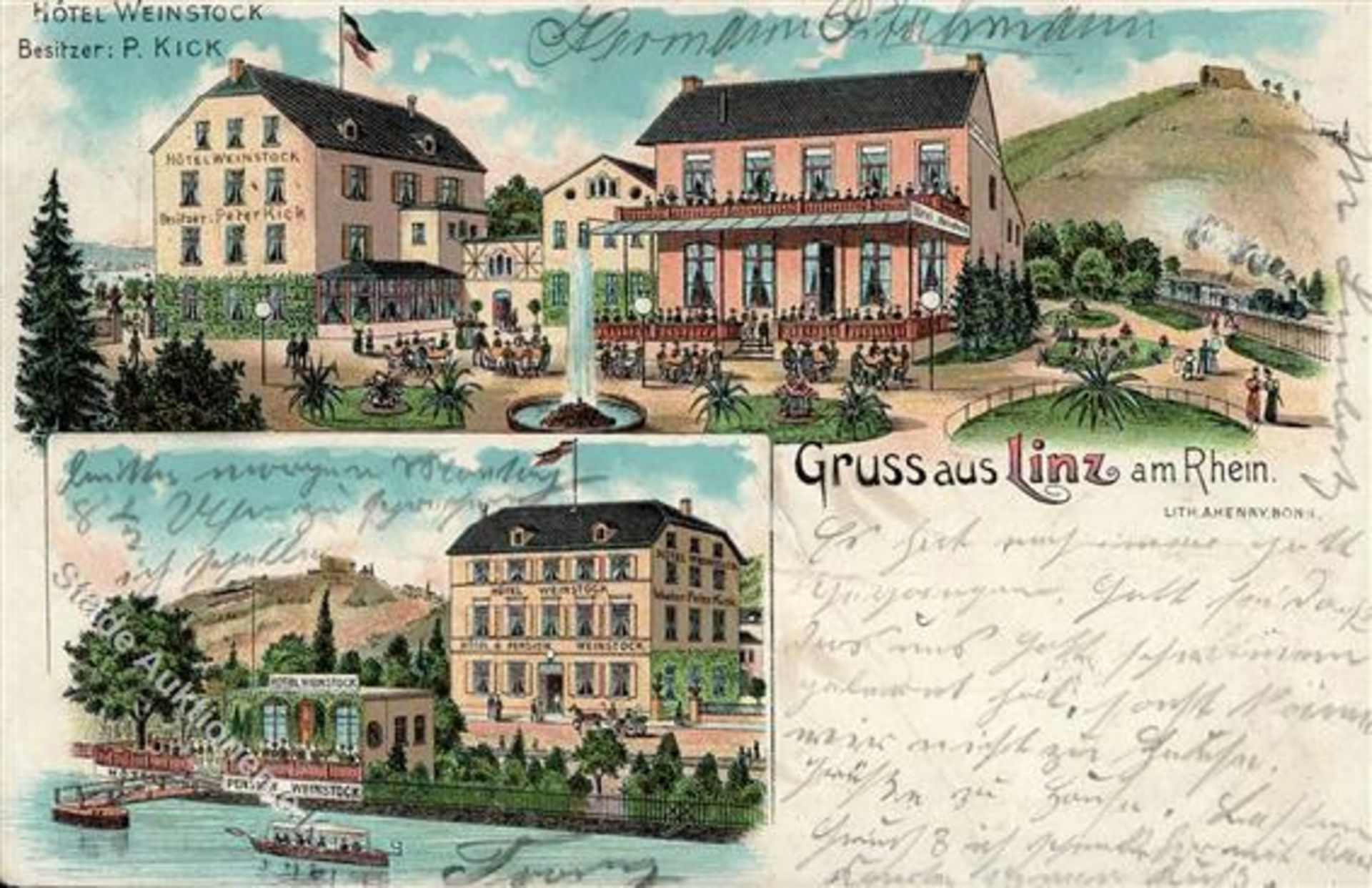 Linz (5460) Hotel Weinstock Lithographie 1901 II (Stauchung)Dieses Los wird in einer online-