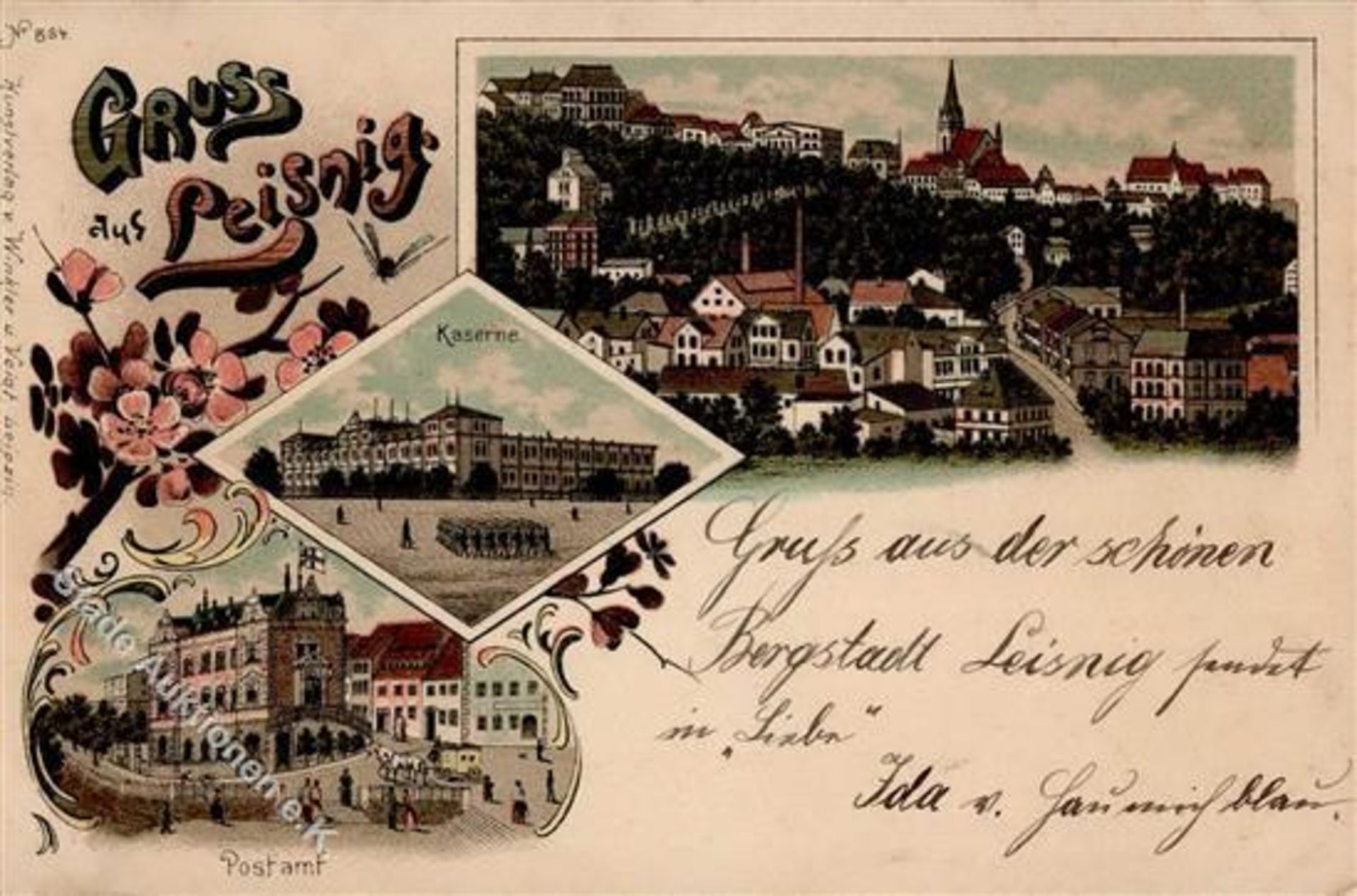 Leisnig (O7320) Kaserne Postamt Ortsansicht 1902 I-IIDieses Los wird in einer online-Auktion ohne