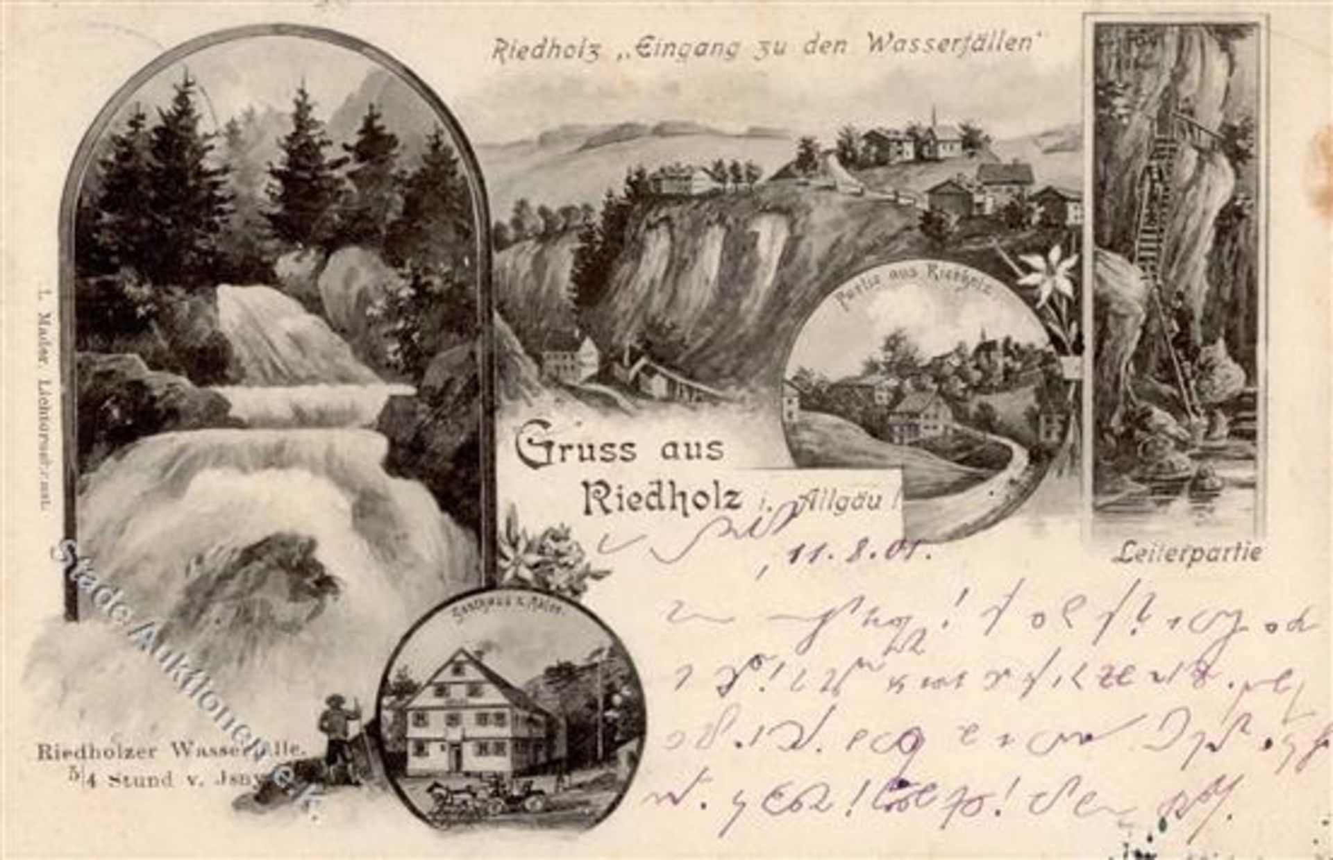 Riedholz (8999) Gasthaus zum Adler 1901 I- (Marke entfernt)Dieses Los wird in einer online-Auktion