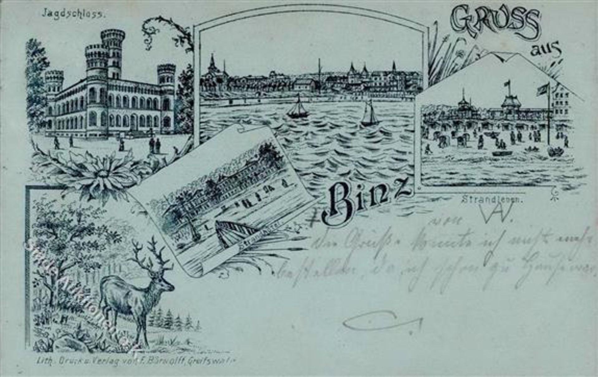 Binz (O2337) Strandhotel Jagdschloss Vorläufer 1896 I-Dieses Los wird in einer online-Auktion ohne