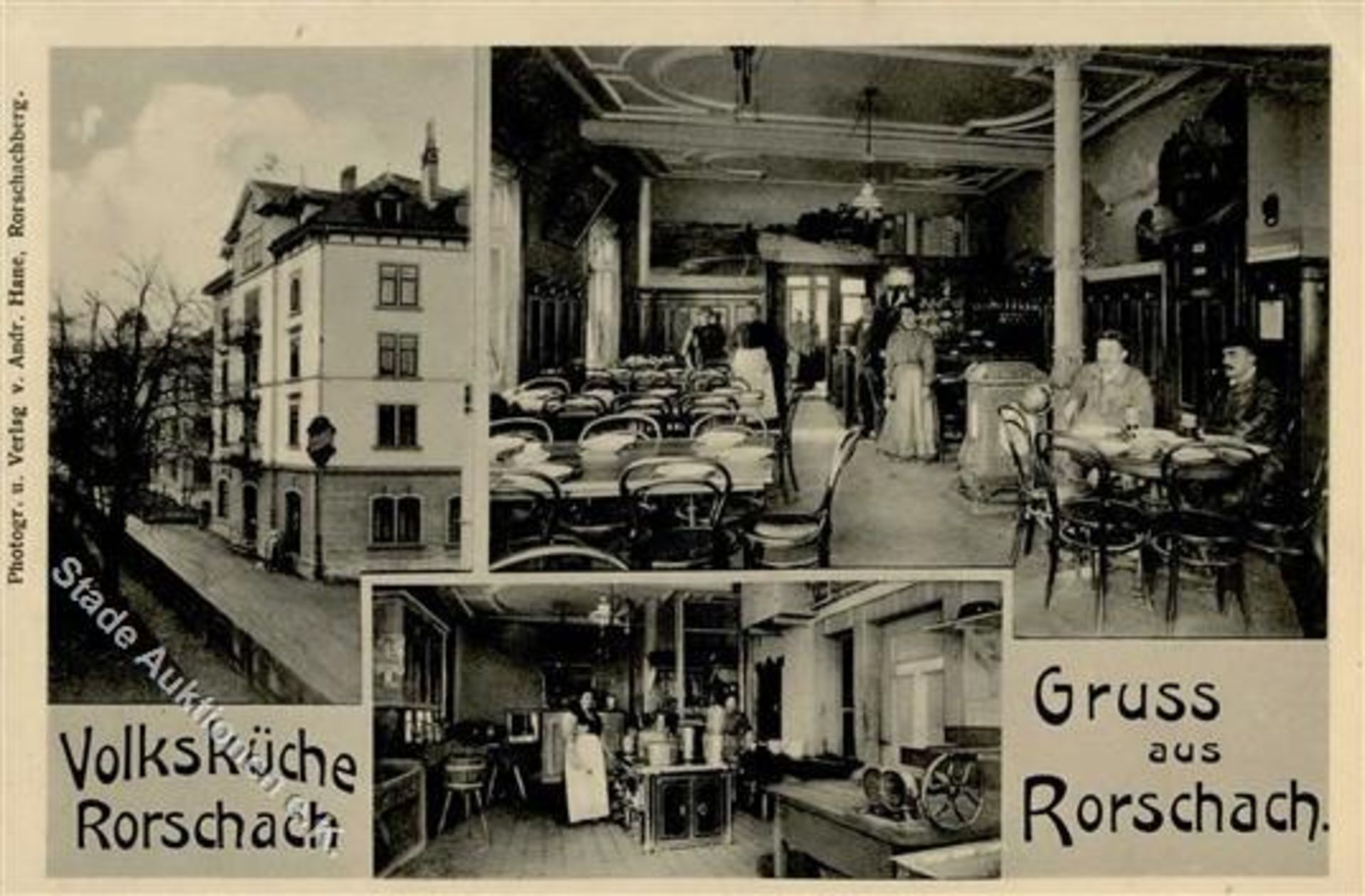 Rorschach (9400) Schweiz Gasthaus zur Volksküche 1908 II (Stauchung)Dieses Los wird in einer