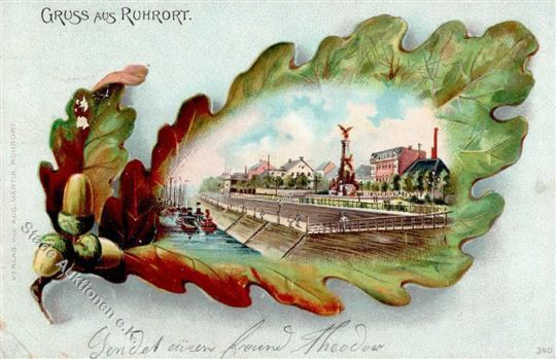 Ruhrort (4100) Lithographie 1902 II (Eckbug)Dieses Los wird in einer online-Auktion ohne Publikum