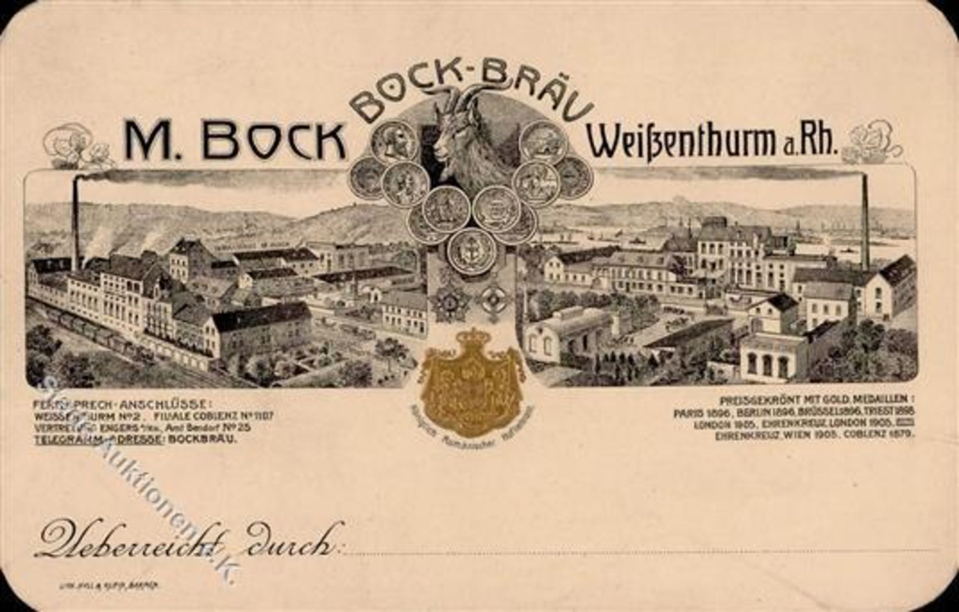 Weißenthurm (5452) Brauerei Bockbräu Visitenkarte Lithographie I- (keine AK-Einteilung)Dieses Los