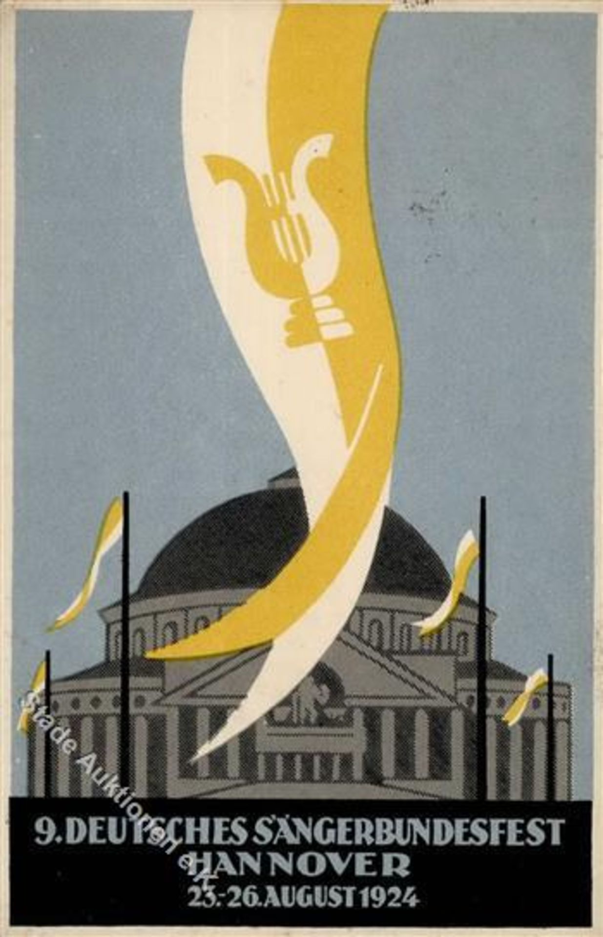 HANNOVER (3000) - 9. DEUTSCHES SÄNGERBUNDESFEST 1924 - dekorative Festpostkarte I-IIDieses Los