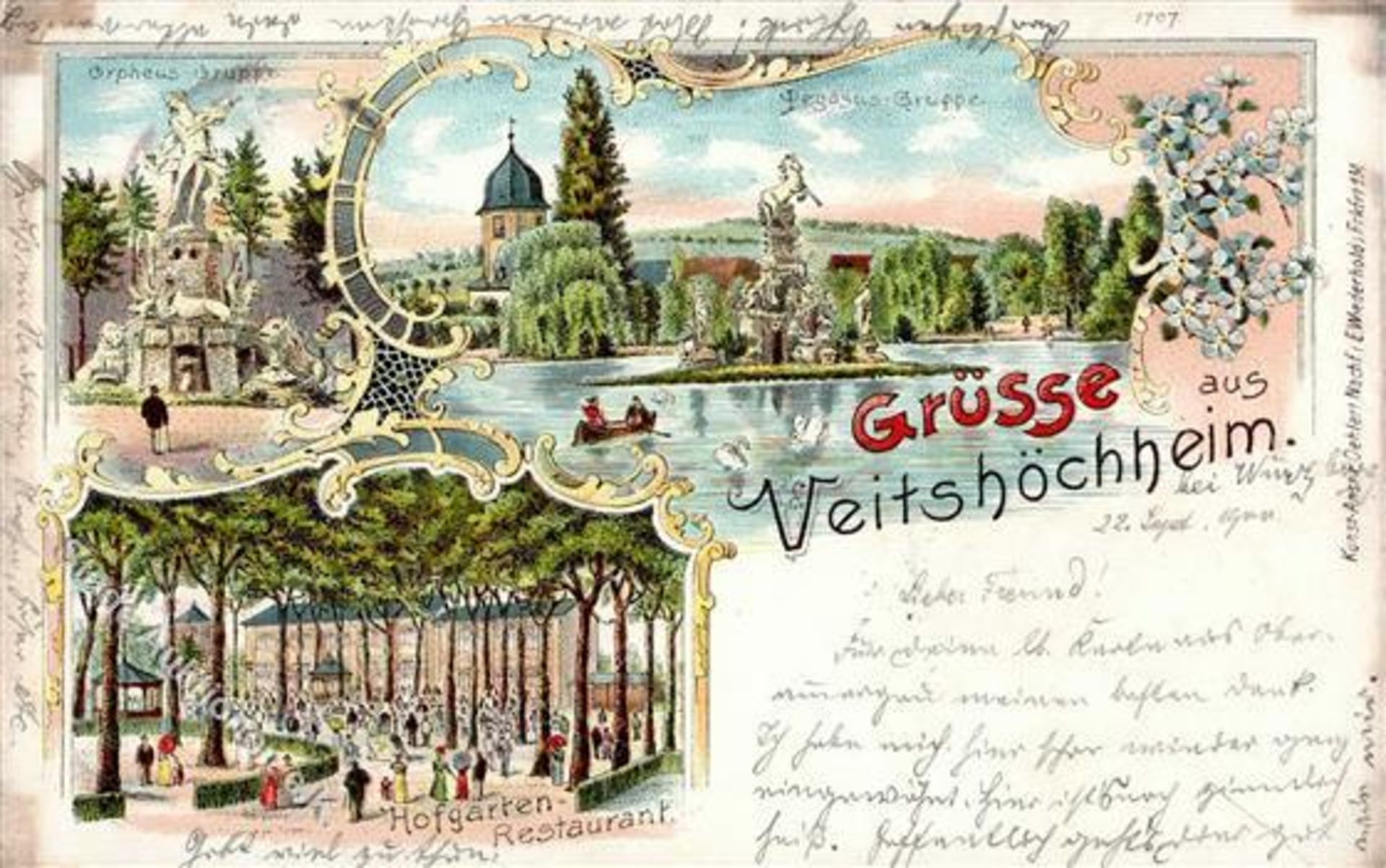 Veitshöchheim (8707) Gasthaus Lithographie 1900 II (Stauchung)Dieses Los wird in einer online-