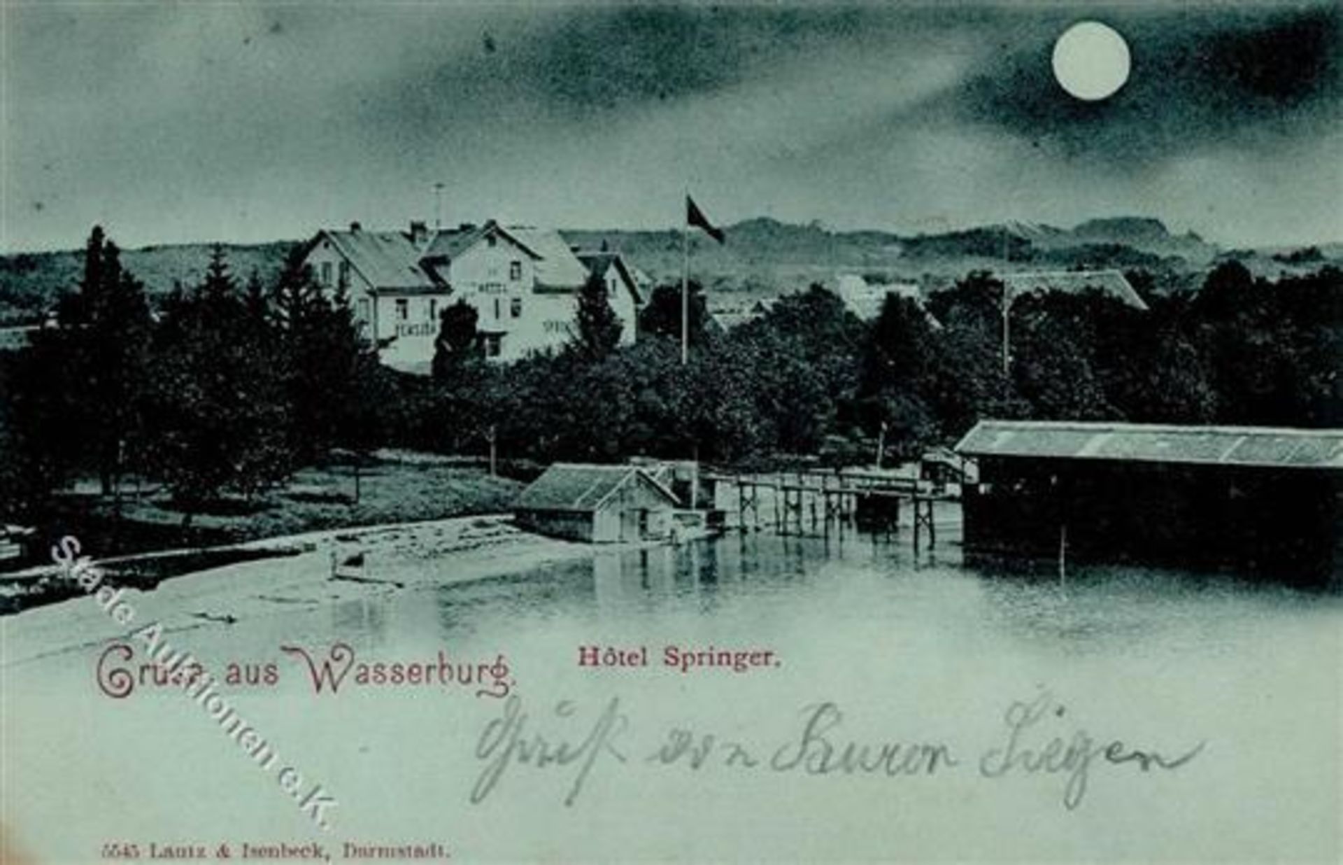 Wasserburg (8992) Hotel Pension Springer Mondschein 1905 I-IIDieses Los wird in einer online-Auktion