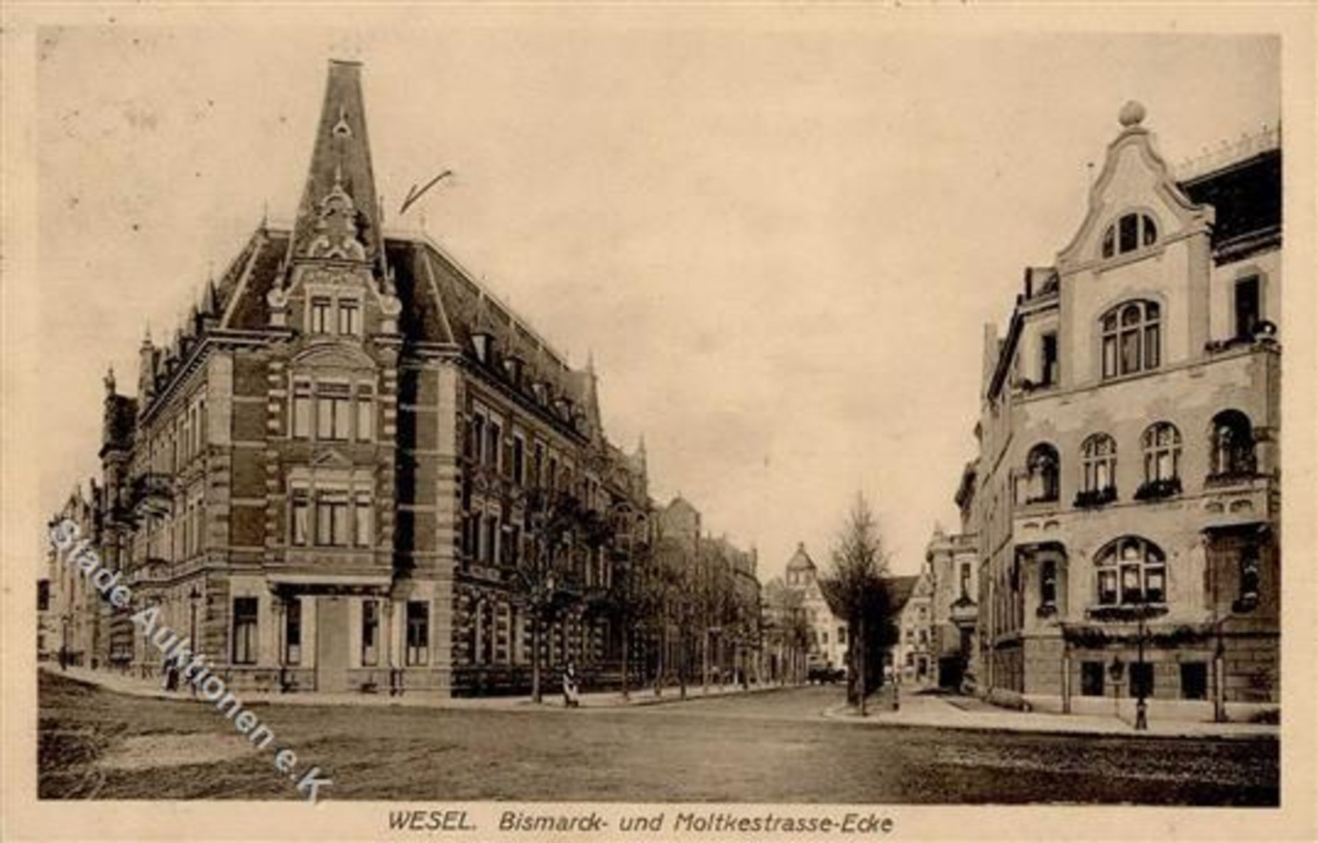 Wesel (4230) Bismarck-und Moltkestrasse-Ecke 1915 I-II (Ecken abgestossen, fleckig)Dieses Los wird