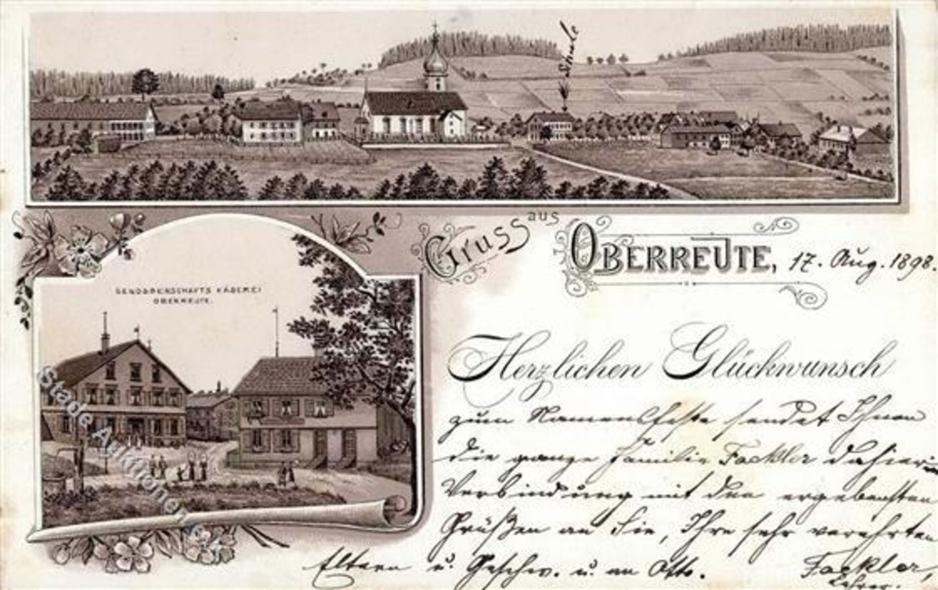 Oberreute (8999) Genossenschafts-Käserei 1898 I-II (Ecken abgestossen)Dieses Los wird in einer
