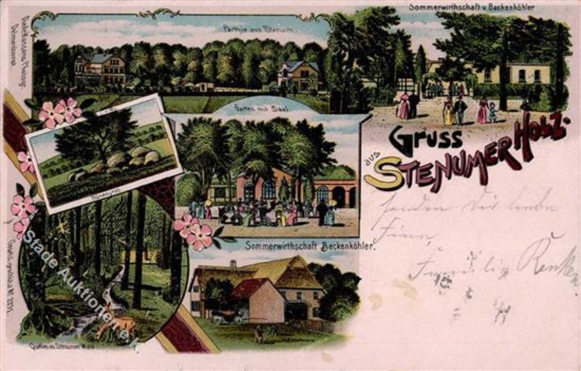 Stenum (2875) Gasthaus zum Stenhumer Holz Lithographie 1901 I-Dieses Los wird in einer online-