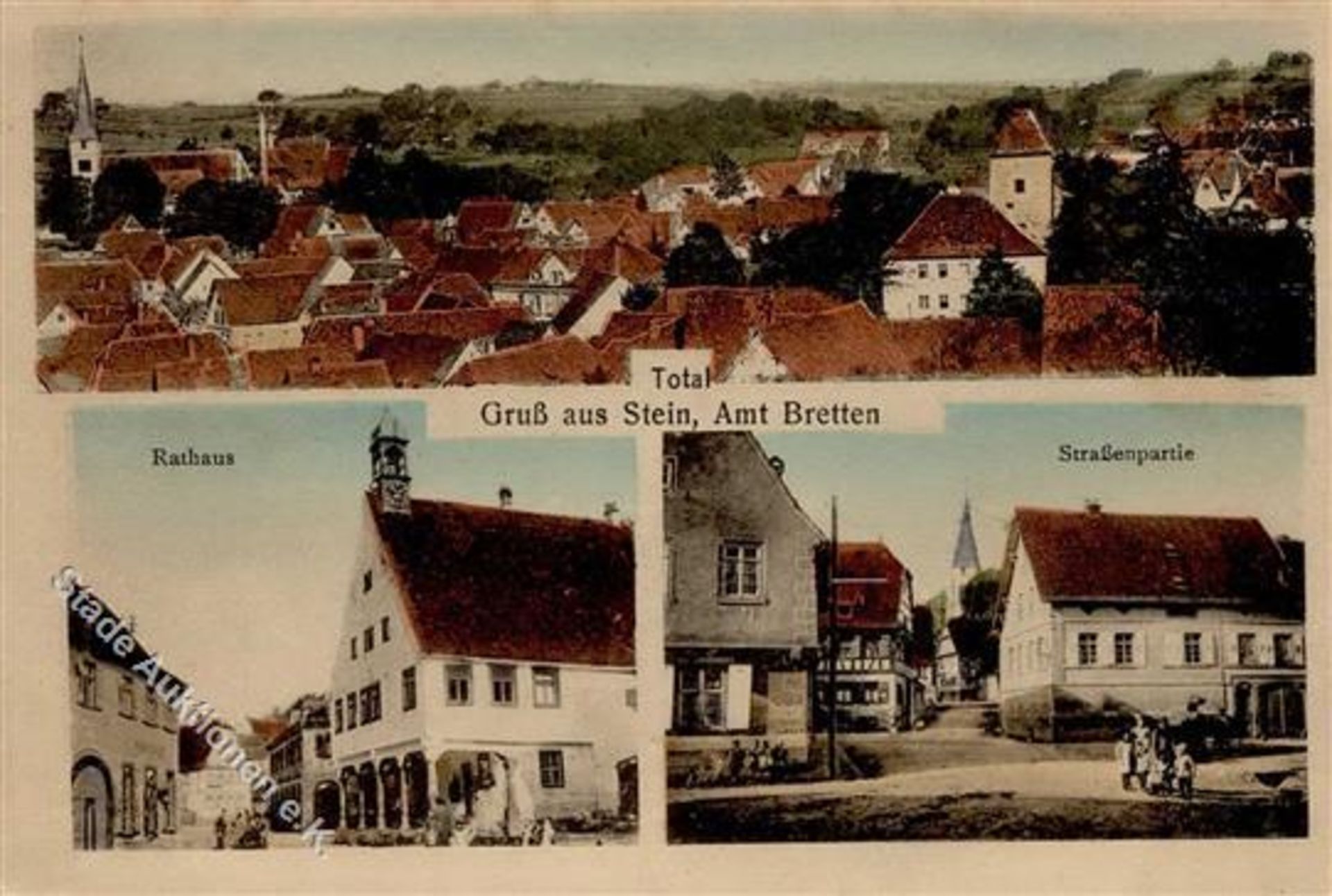 Bretten (7518) Stein Rathaus Kirche Ortsstraße I-IIDieses Los wird in einer online-Auktion ohne