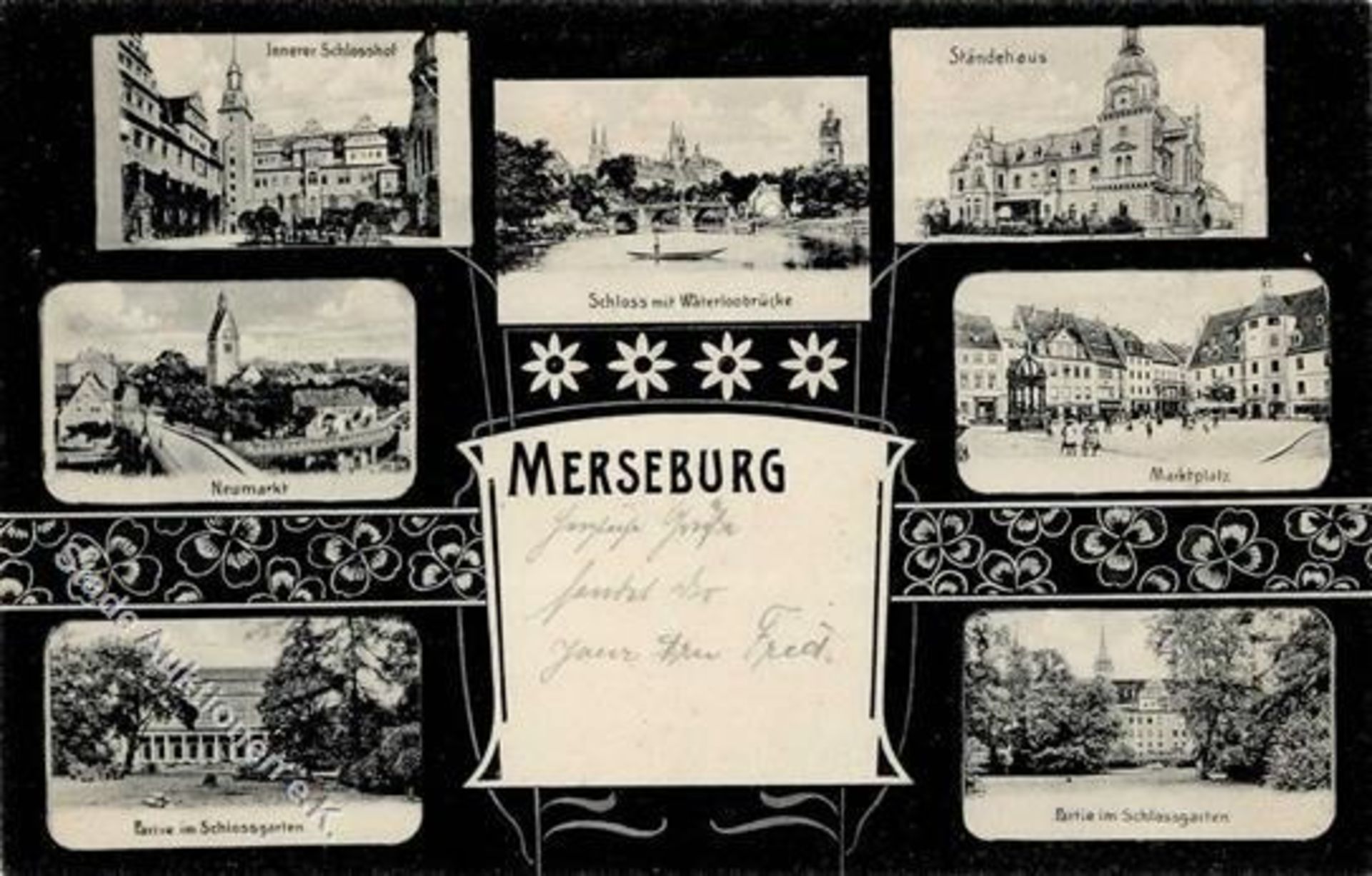 Merseburg (O4200) Schloss Waterloobrücke Marktplatz Neumarkt 1908 I-IIDieses Los wird in einer