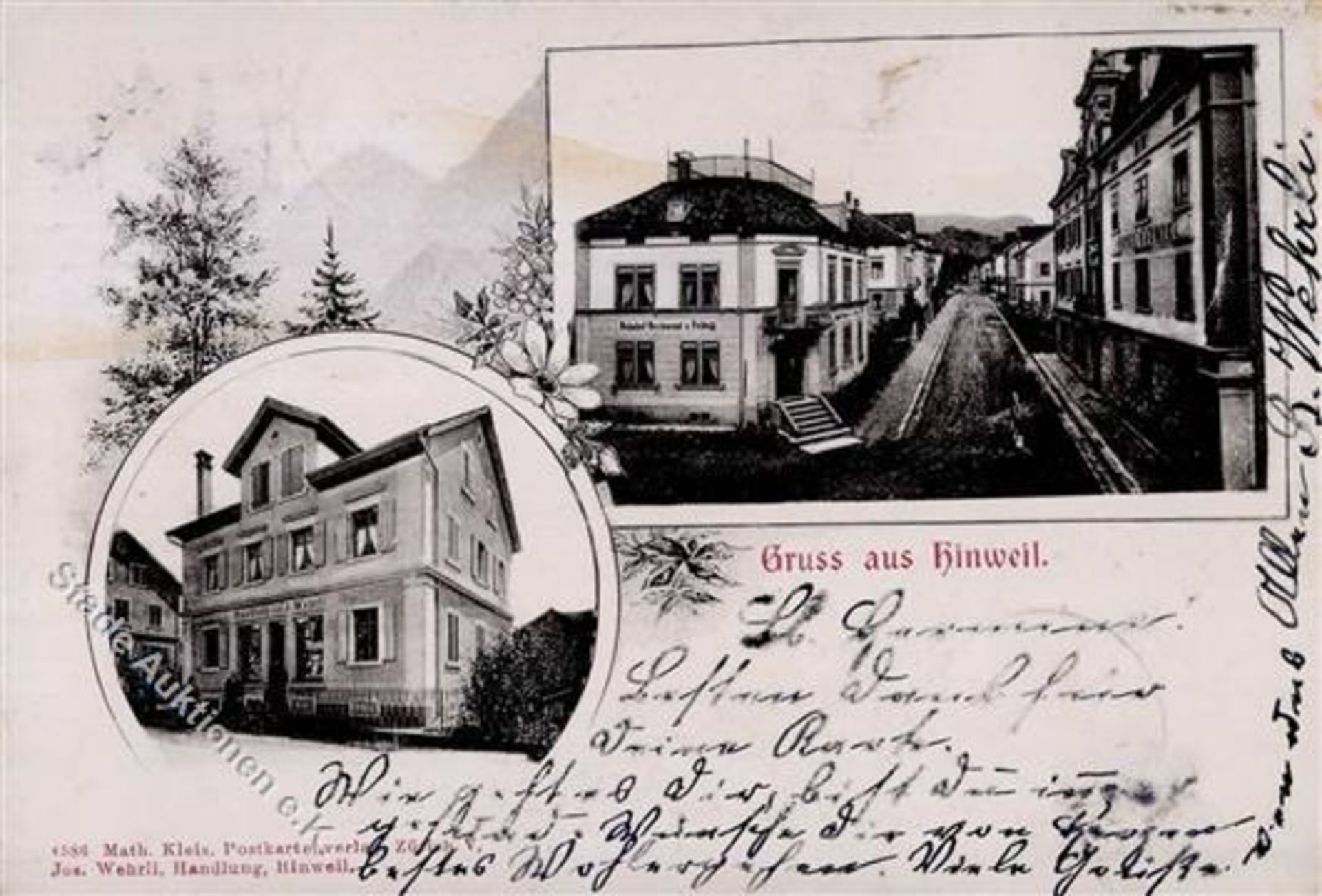 Hinwil (8340) Schweiz Handlung Gasthaus 1904 I-IIDieses Los wird in einer online-Auktion ohne