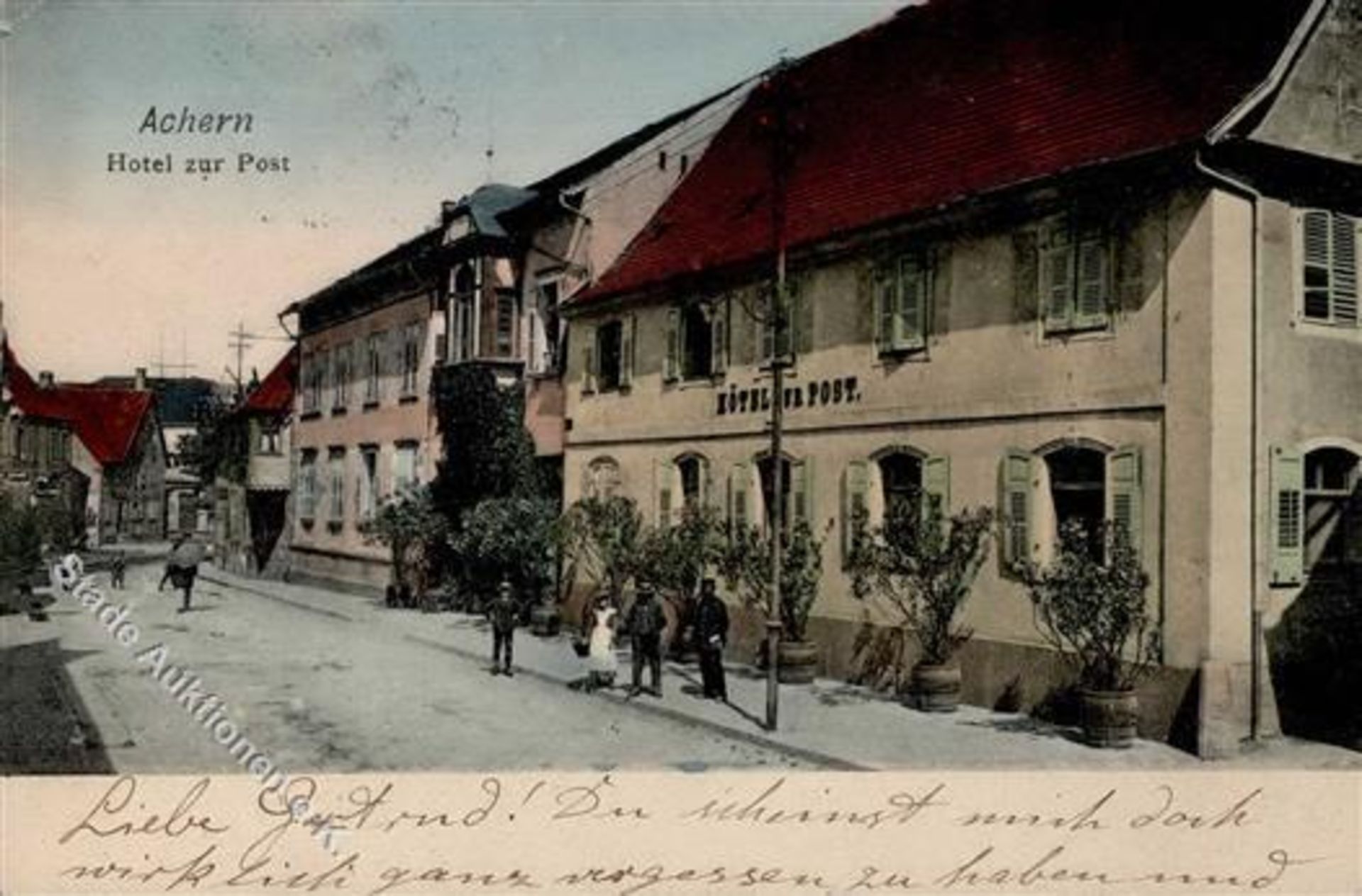 Achern (7590) Hotel zur Post 1907 II (Stauchung)Dieses Los wird in einer online-Auktion ohne
