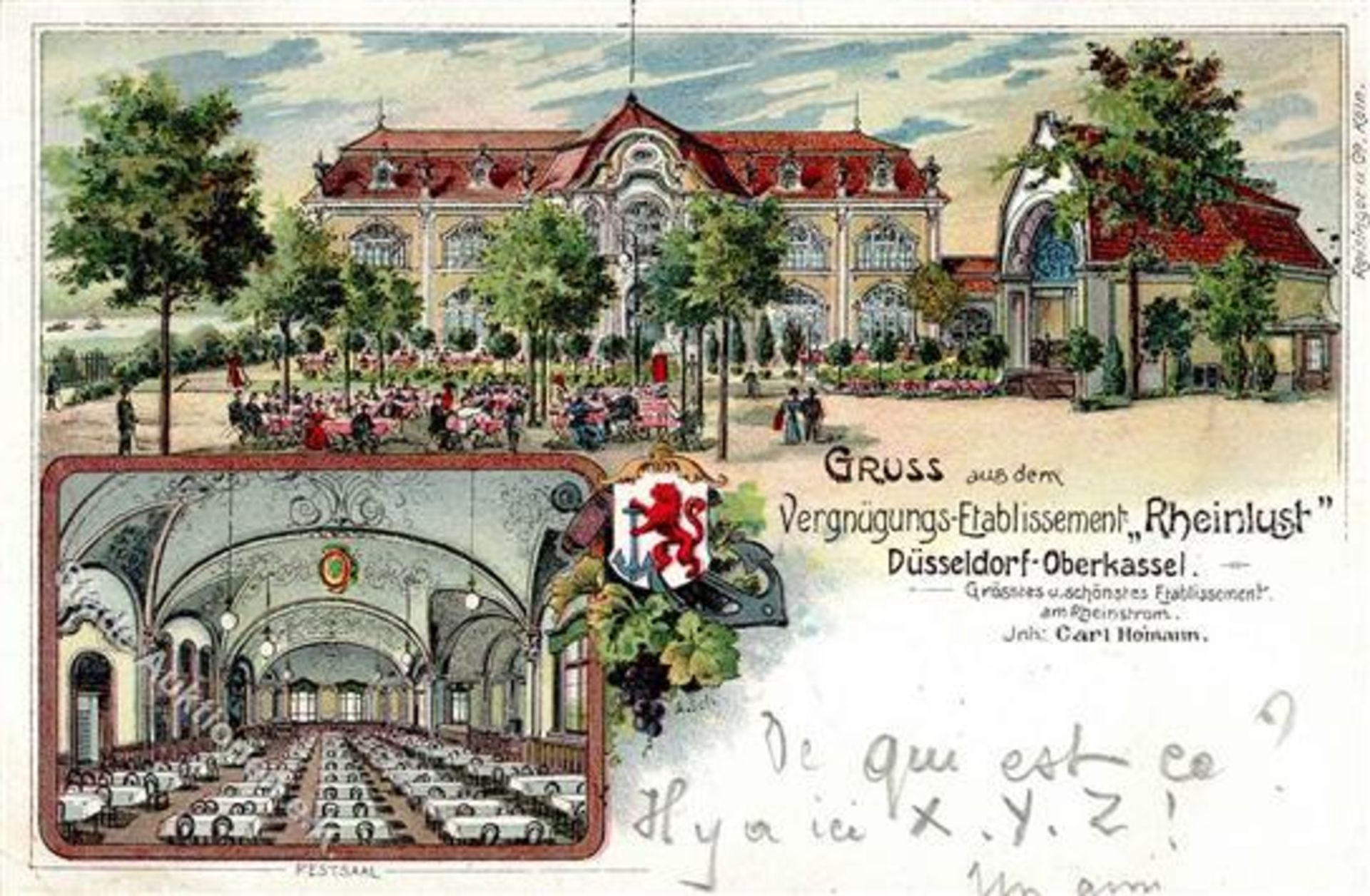 Oberkassel (4000) Gasthaus Rheinlust Carl Homann 1900 II (Stauchung)Dieses Los wird in einer
