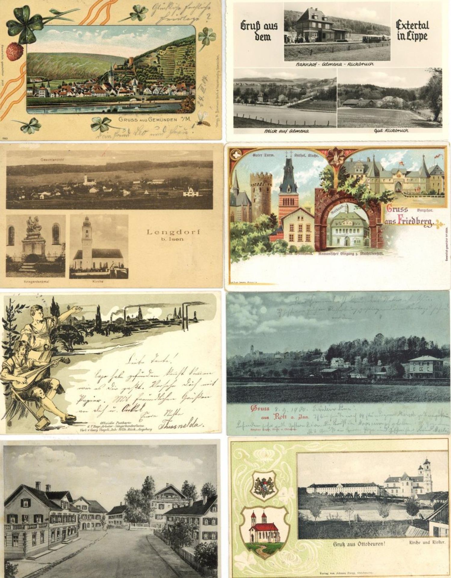 Deutschland Partie mit über 400 Ansichtskarten vor 1945 mit vielen besseren Karten und Lithos I-II
