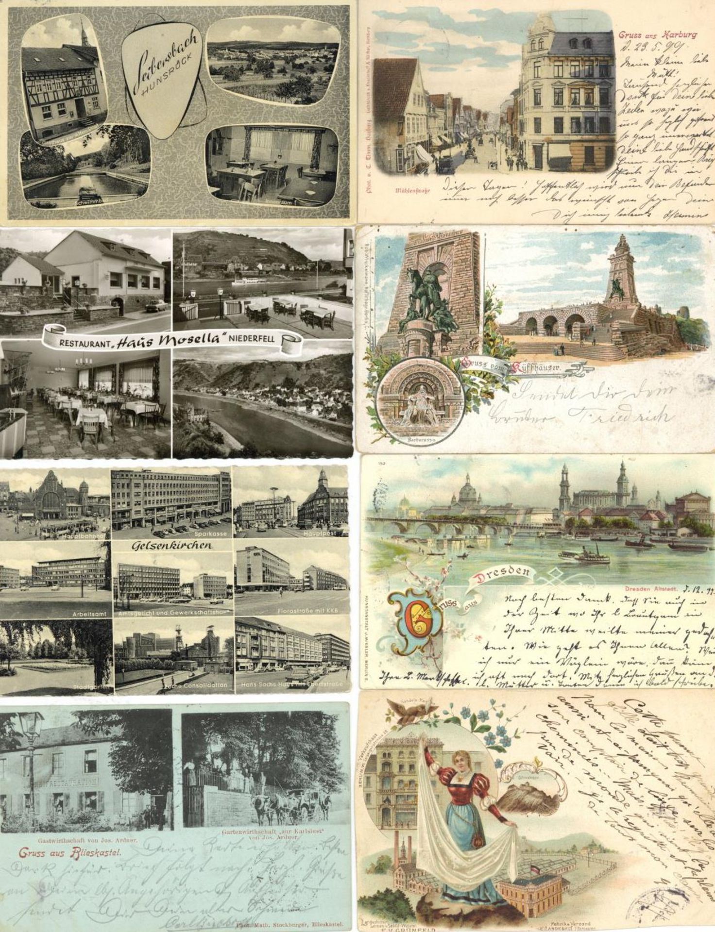 Deutschland Partie mit über 600 Ansichtskarten vor 1945 auch bessere Karten und Lithos dabei I-II