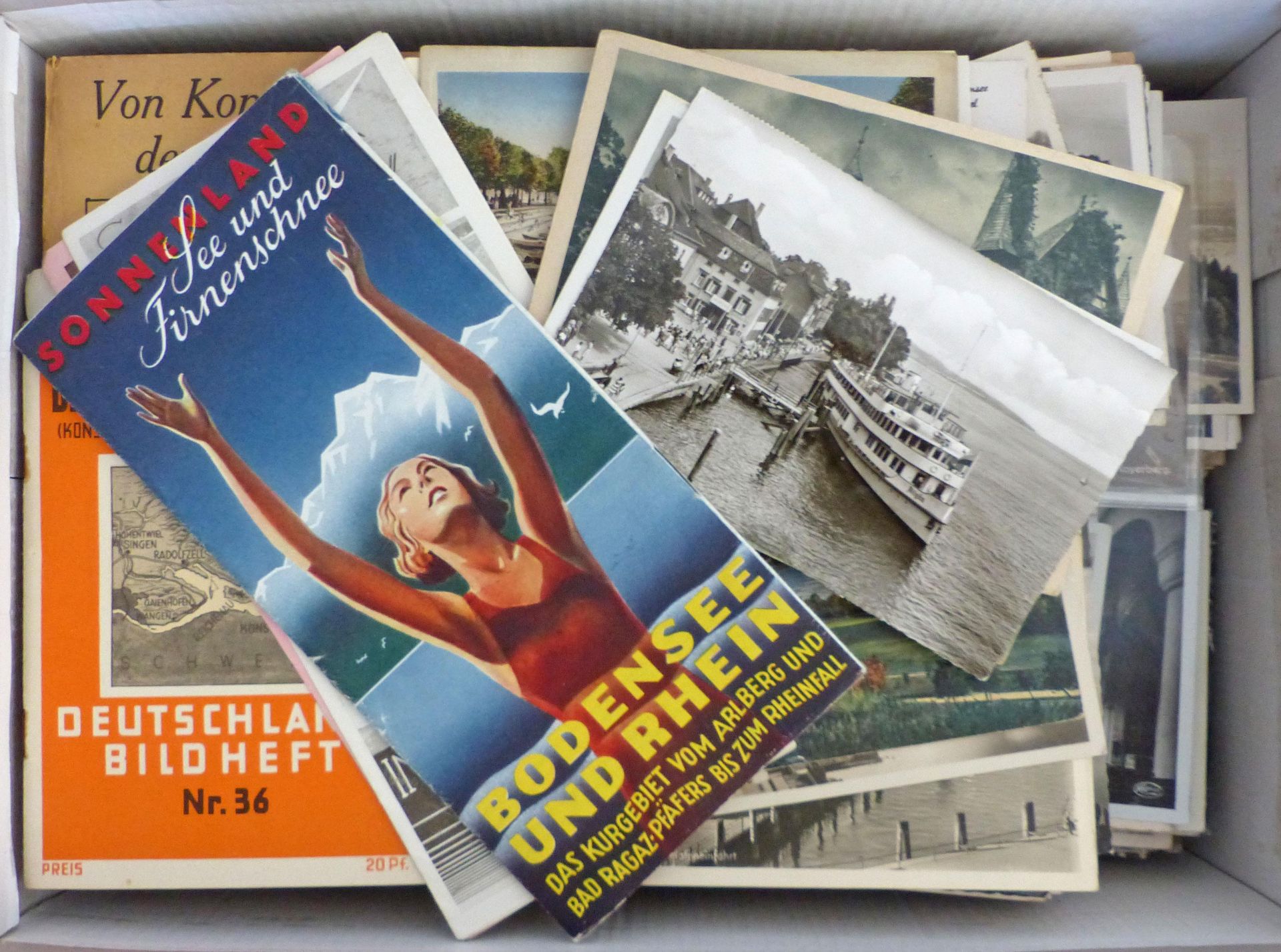 WUKI Bodensee Partie mit einigen Hundert Ansichtskarten Bücher Prospekte Reiseführer usw. spannendes