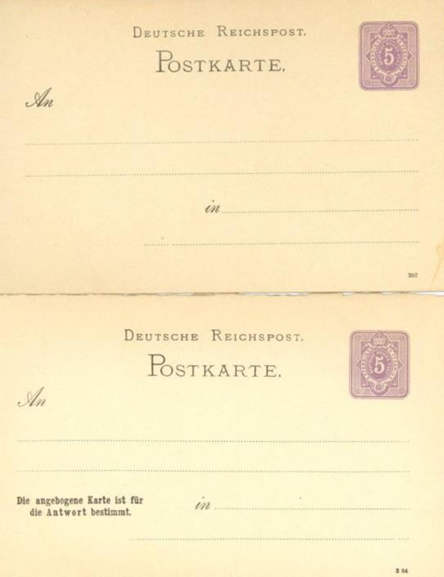 Deutsches Reich Ganzsachen 1882/87 P 12 (ca. 59 Stück) und P 13 (ca. 38 Stück), alle ungebraucht mit
