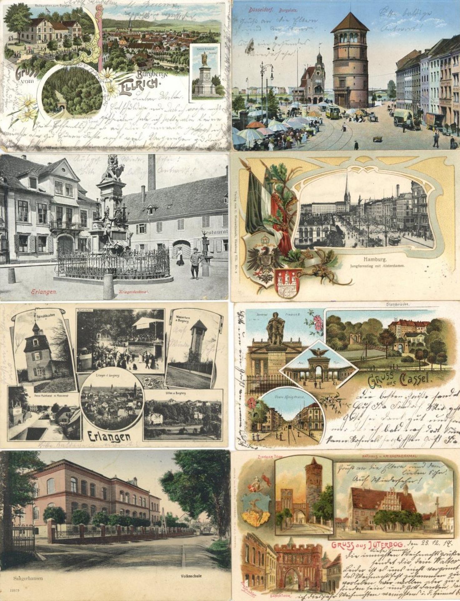 Deutschland Partie mit über 250 Ansichtskarten vor 1945 dabei auch Lithos und bessere Karten I-II