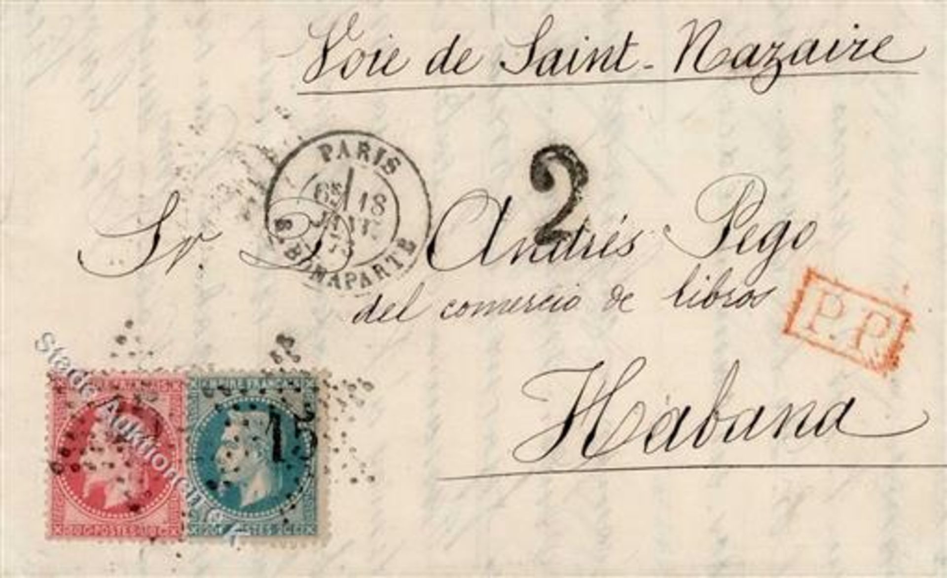 FRANKREICH, Mi.Nr.31, 28, 1867/68, 80 C rosa (Zahnfehler) und 20 C blau, Sternstempel 15",